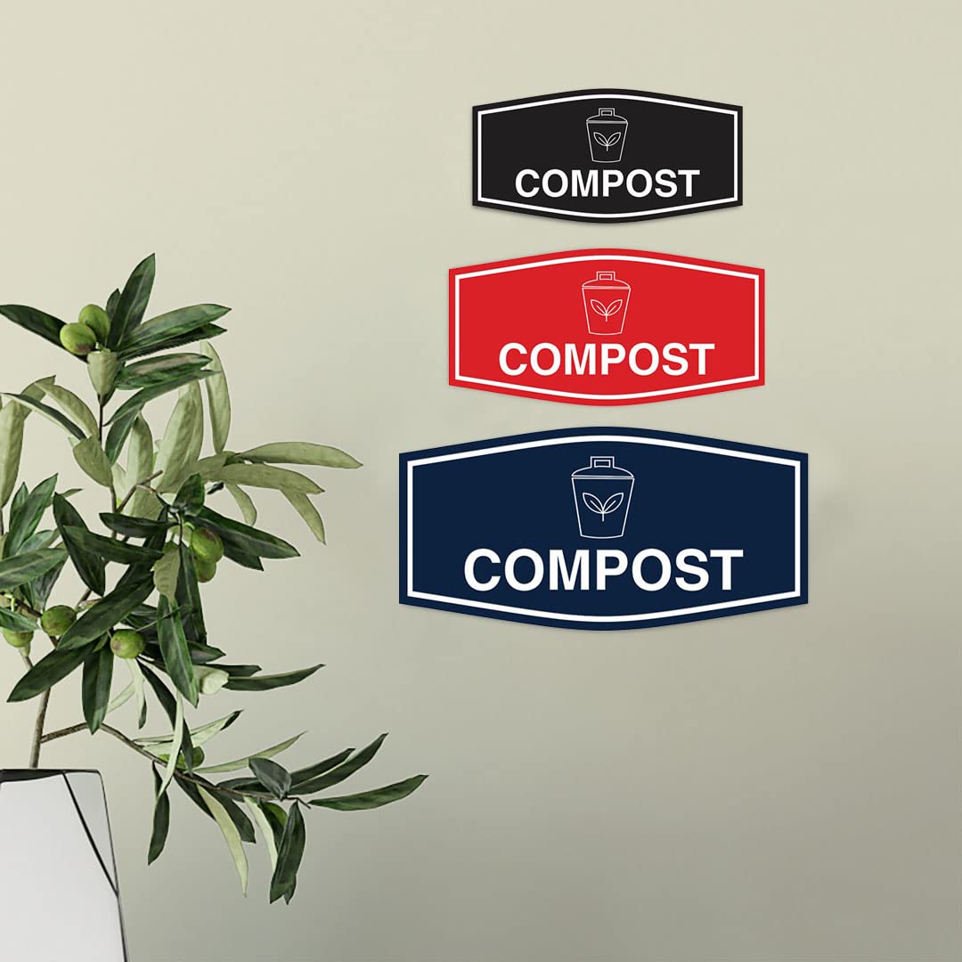 Eco-Friendly Compost Sign (White/Red) - Small Garden Decoration for Compost Bins & Recycling Stations - Perfect for Backyards, Farms & Sustainable Homes