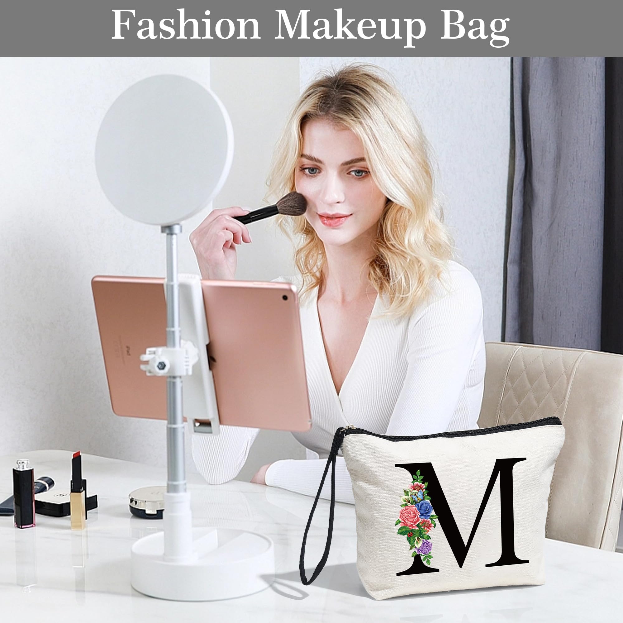 Personalized Initial Makeup Bag for Teen Girls - Small Cosmetic Pouch with Monogram Letter C | Birthday Gifts, Sweet 16 Gifts, Teacher Gifts, Sister Gifts, Friendship Gifts & Mom Gifts | Perfect for Travel, School & Everyday Use