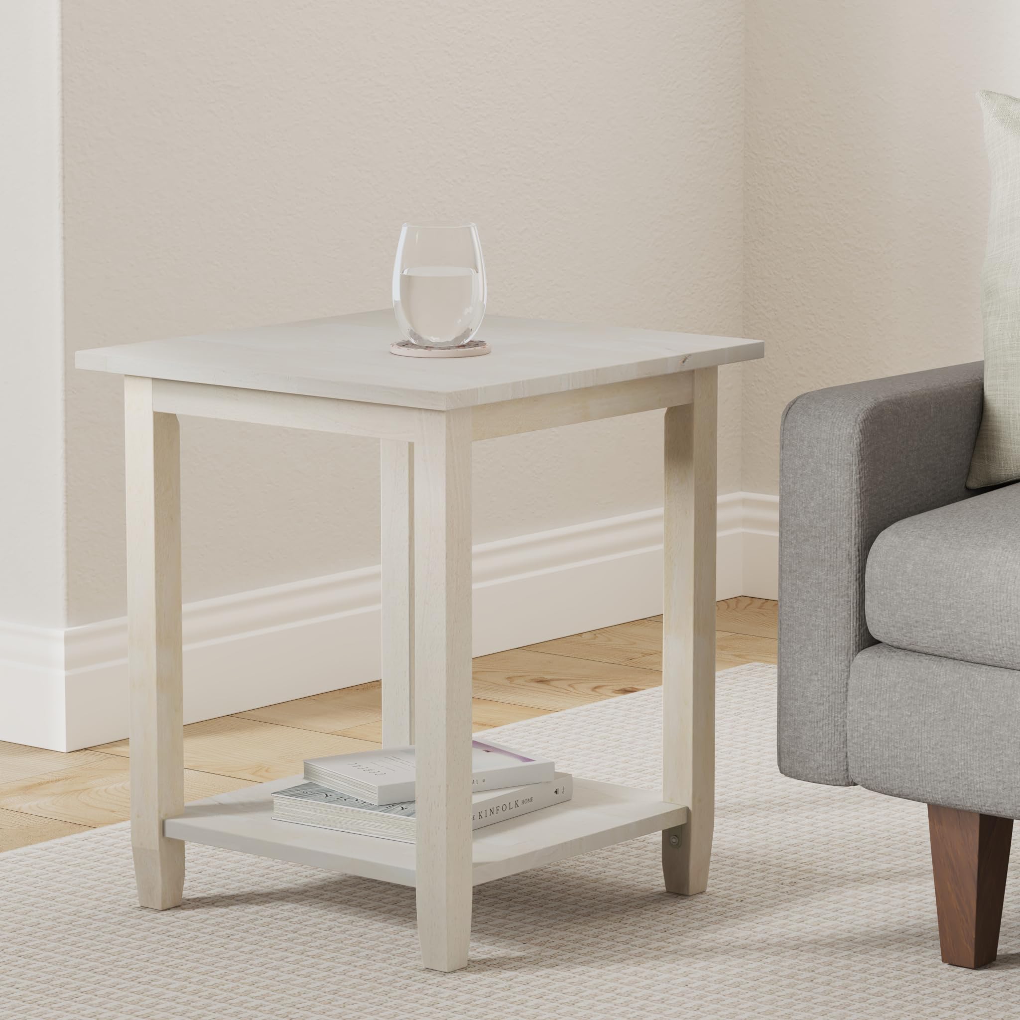 IC International Concepts Solano End Table - Solid Parawood Unfinished DIY Furniture 22