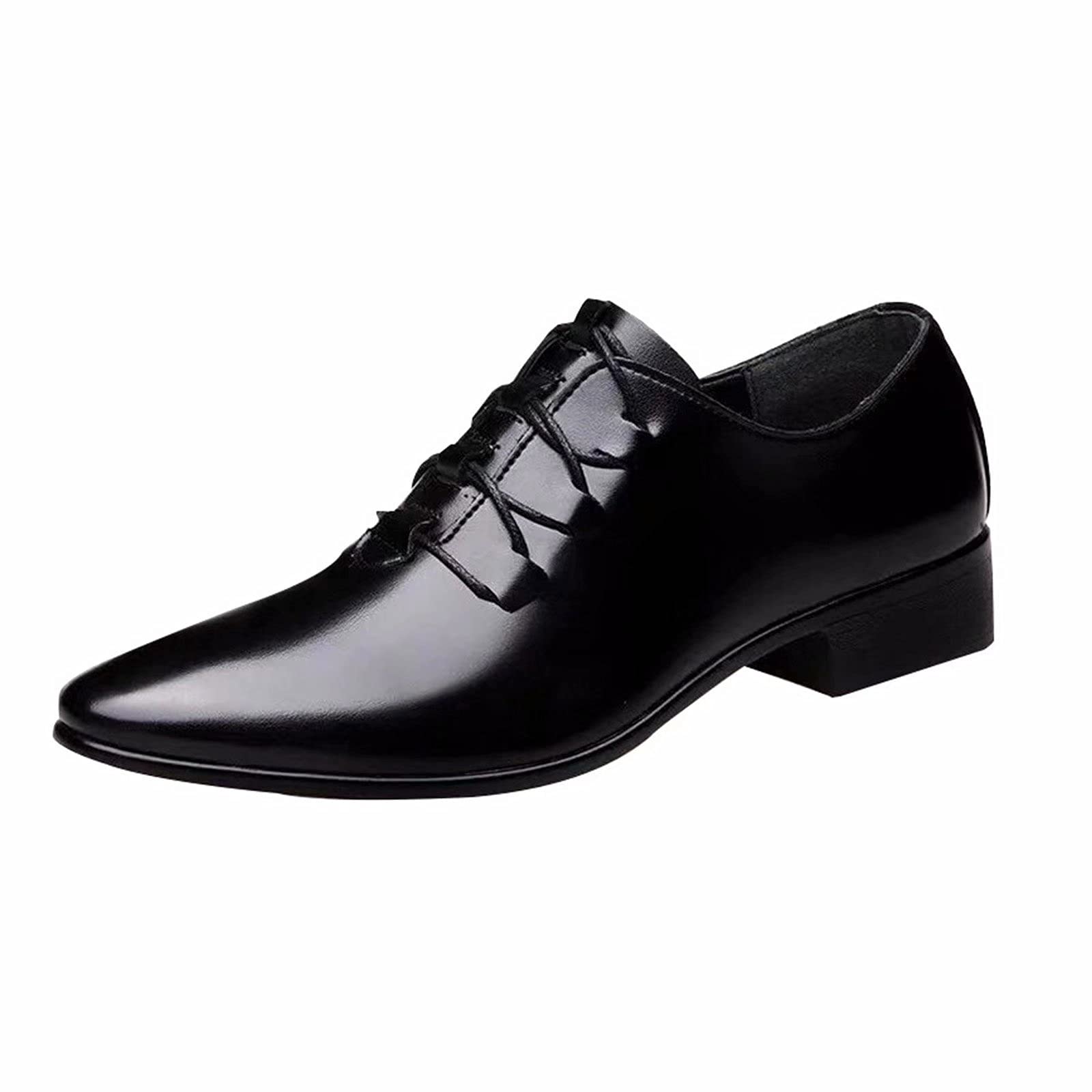 Men's Genuine Leather Oxford Dress Shoes for Wedding, Business & Formal Occasions - Classic Black Leather Business Shoes for Office, Party & Special Events