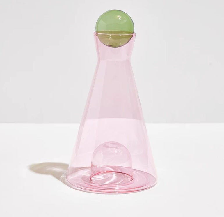 Vice Versa Carafe in Pink & Green - Elegant Glass Pitcher for Water, Juice & Wine - Perfect for Parties, Dining & Home Decor