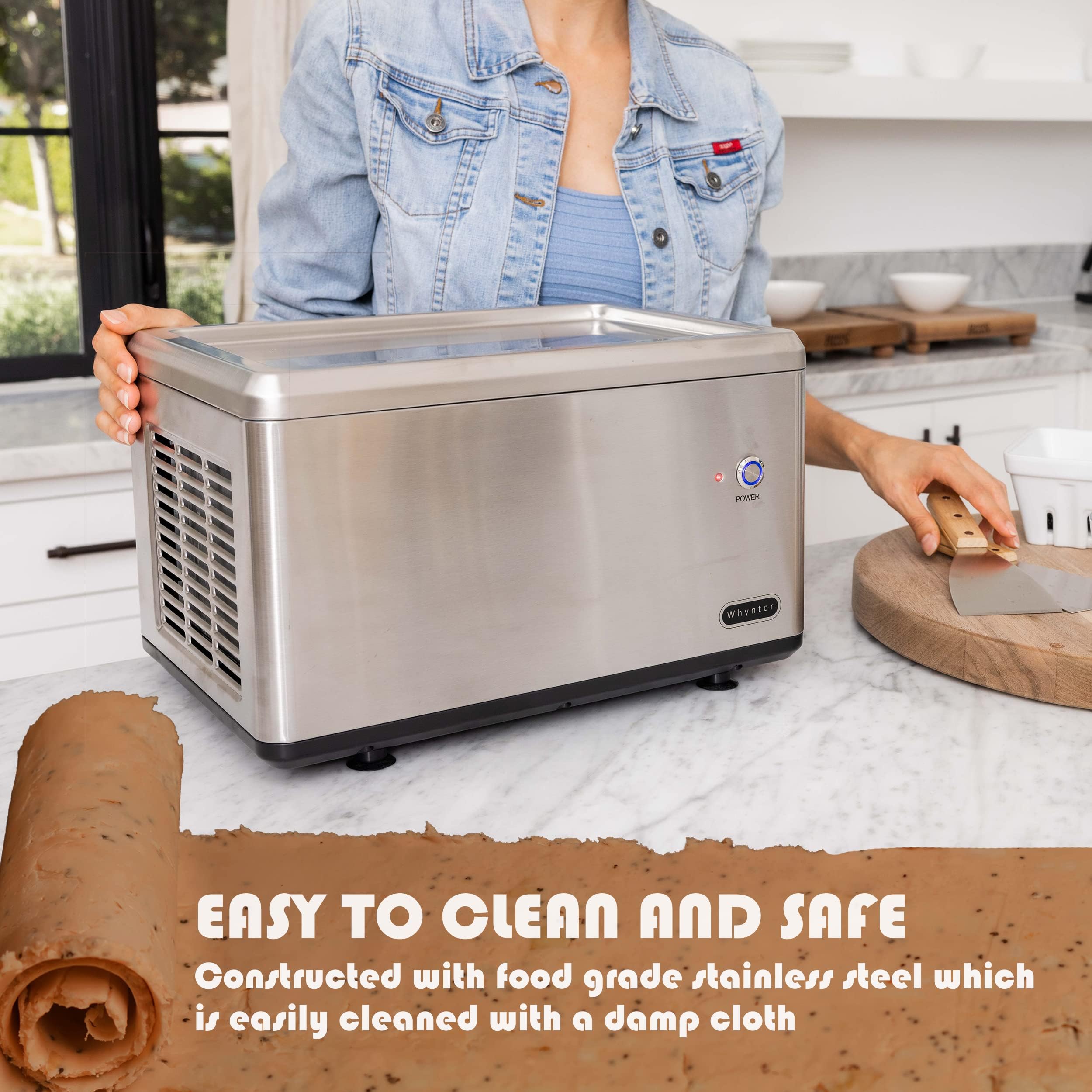 Whynter ICR-300SS 0.5-Quart Stainless Steel Commercial Ice Cream Maker with Built-in Compressor - Perfect for Restaurants, Cafes, and Home Dessert Making