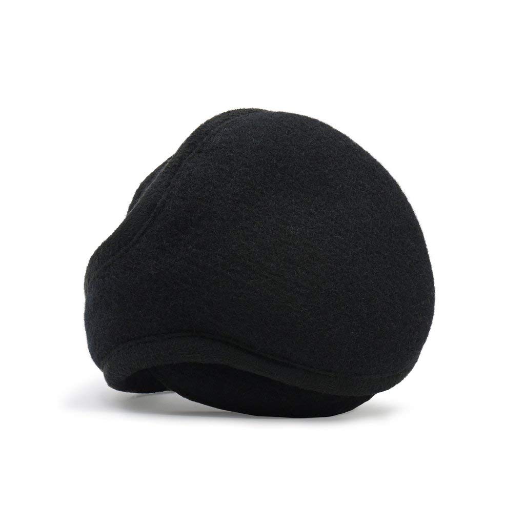 Men's Black Wool Behind-the-Head Ear Warmer - Winter Outdoor Sports & Cold Weather Accessory for Running, Skiing, Hiking