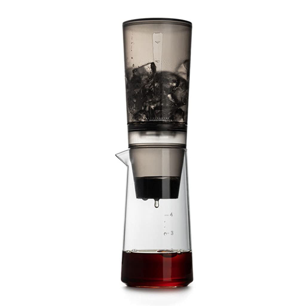 Premium Cold Brew Coffee Maker 20.29oz/600ML with Slow Drip Technology - Stainless Steel Filter for Iced Coffee & Tea - Makes 6-8 Cups (Transparent Black) - Perfect for Home, Office & Outdoor Use