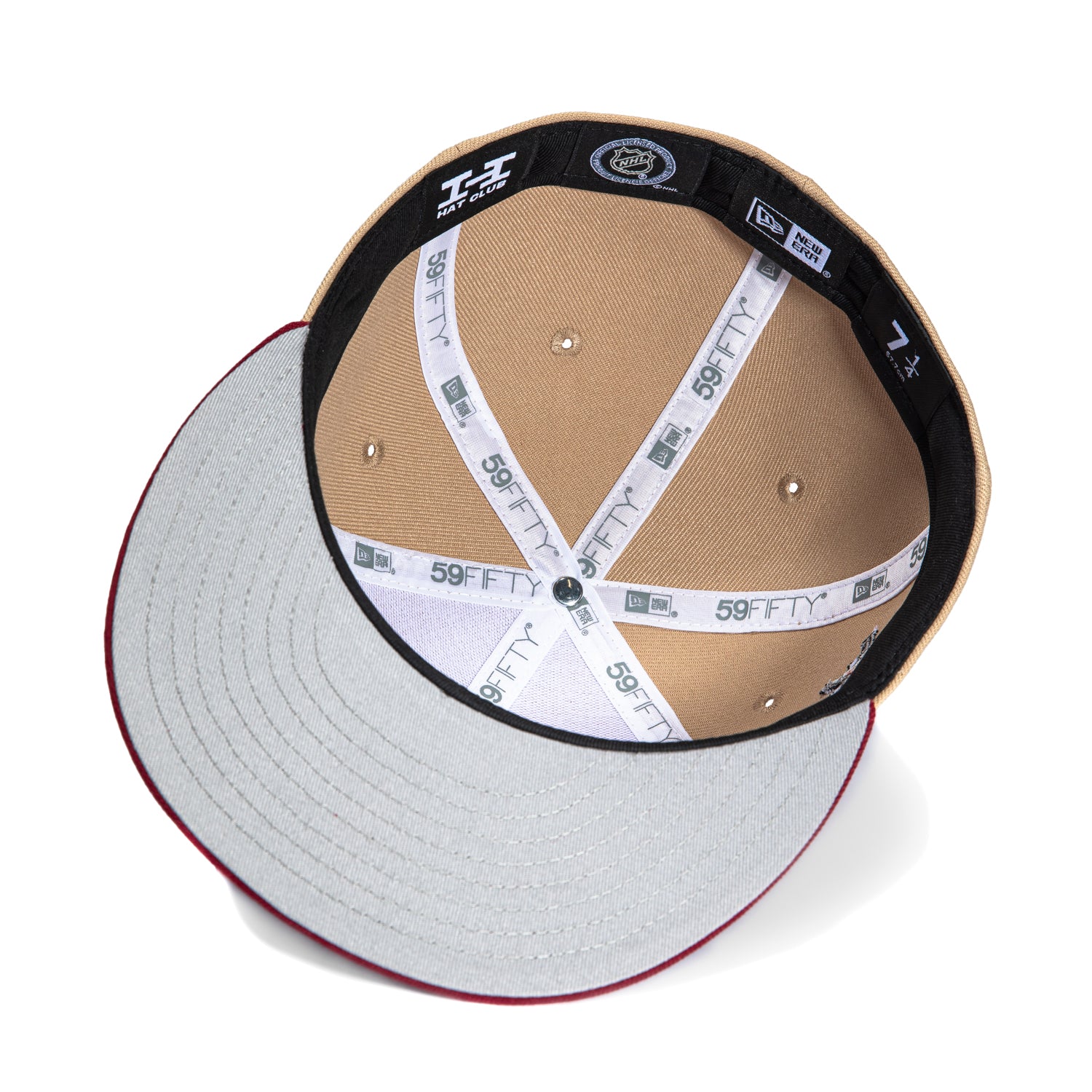 New Era 59Fifty Vegas Golden Knights Logo Patch Adjustable Baseball Cap - Tan & Cardinal Colors | Perfect for NHL Games, Sports Events & Casual Wear