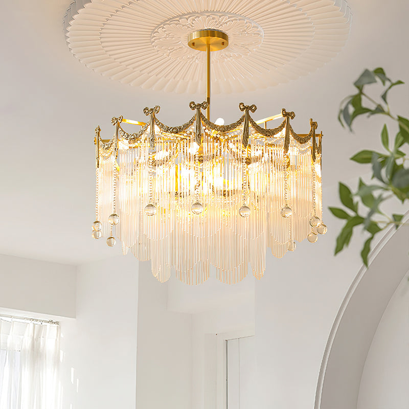 Crystal Water Drop Chandelier - Modern Palace Style Ceiling Light Fixture for Dining Room, Bedroom & Living Room Decor