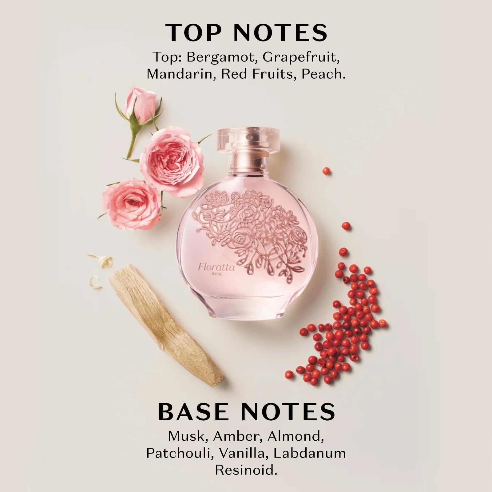 O Boticário Floratta Rose Eau de Toilette for Women | 2.5 oz Long-Lasting Floral Rose Perfume | Romantic Date & Evening Wear Fragrance