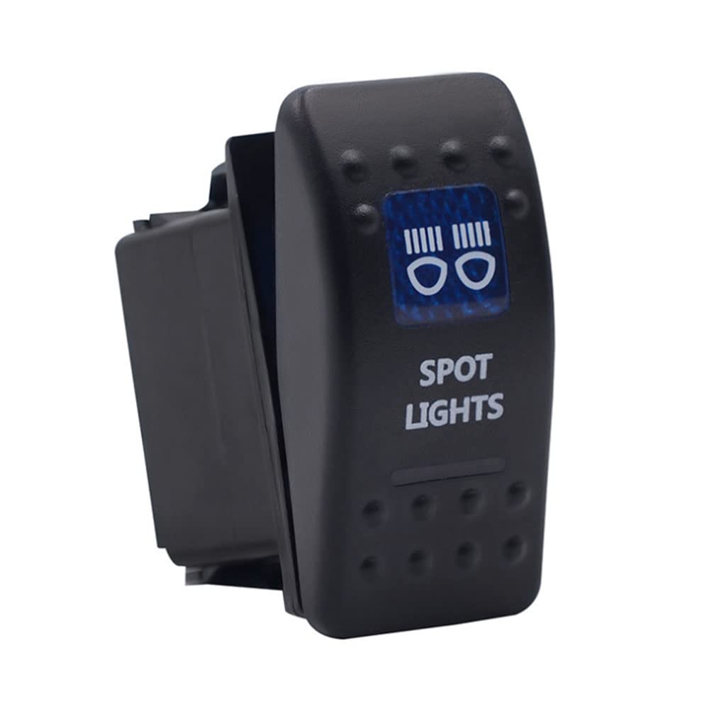 12V/24V 5 Pin Rocker Switch with Dual Blue LED Lights - Waterproof On/Off Toggle Switch for Cars, Boats, RVs, Trucks & Marine Applications - Perfect for Dashboard, Control Panel & Off-Road Lighting Systems