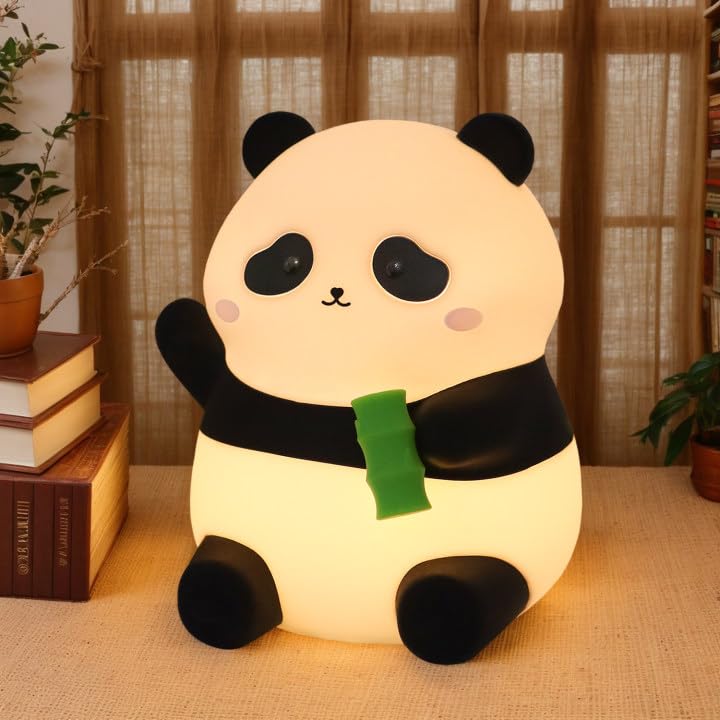 Emmanoth Cute Panda Night Light for Kids - LED Squishy Panda Lamp with 30-Min Timer, Dimmable Rechargeable Silicone Nightlight for Baby Nursery & Bedroom | Perfect for Bedside, Kids Room Decor & Sleep Aid