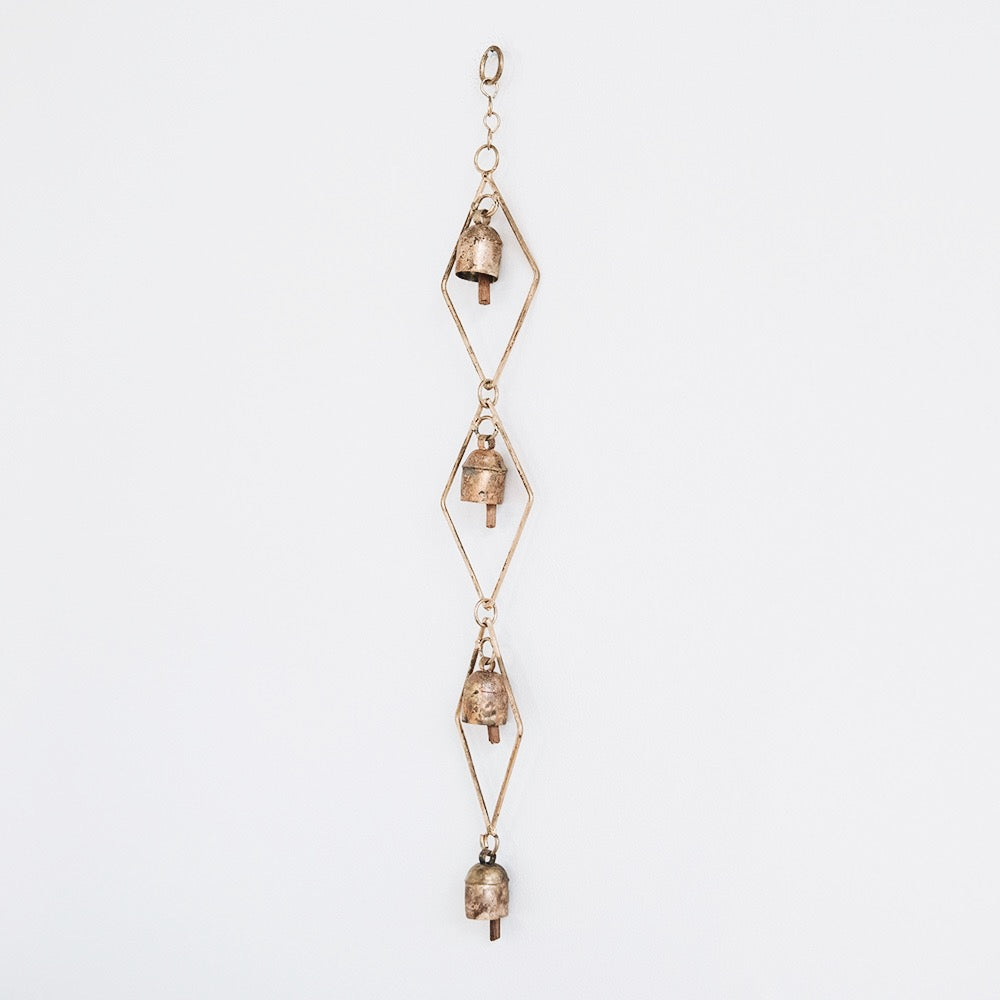 Handmade Copper Wind Chime with Diamond Accents - Elegant Outdoor Garden Decor for Patio, Balcony, and Home