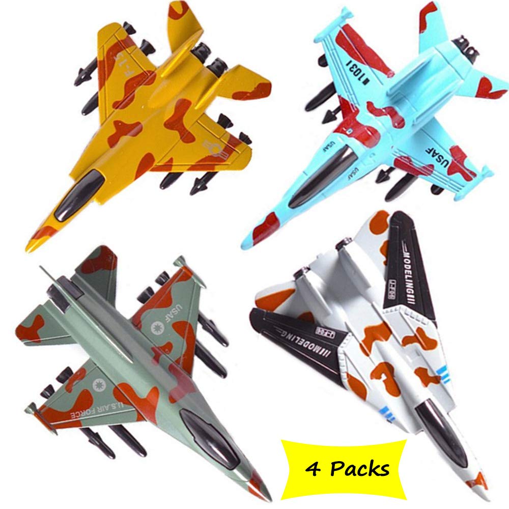 CORPER TOYS 4-Pack Die Cast Metal Military Fighter Jet Airplane Toys for Kids - Pullback Action Model Planes for Boys - Perfect for Playtime, Collecting & Gift Giving