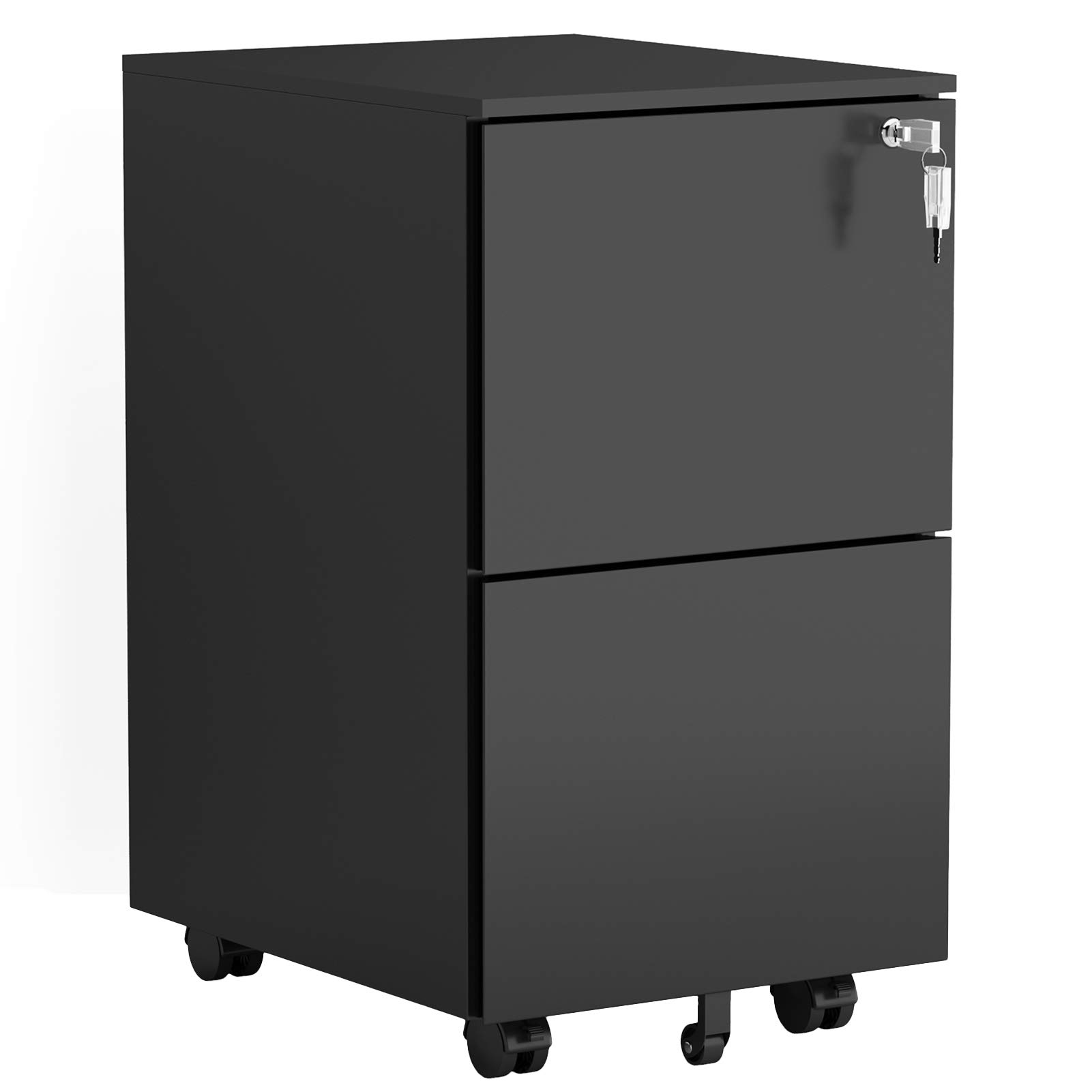 2-Drawer Mobile File Cabinet with Wheels - Black Office Storage Organizer for Home & Office Decor | Perfect for Document Storage & Workspace Organization