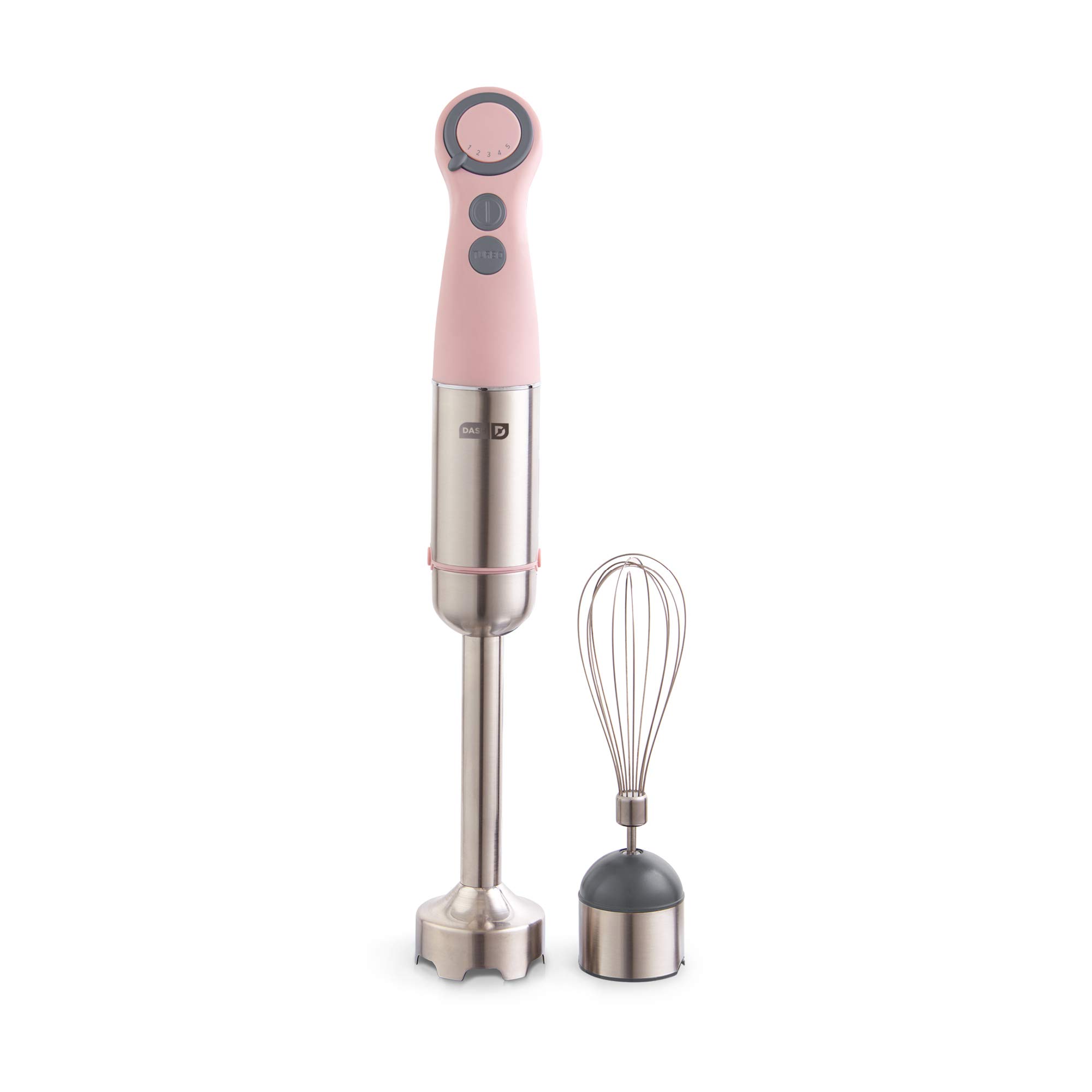 Dash Chef Series 5-Speed Immersion Hand Blender with Stainless Steel Blades & Whisk Attachment - Pink | Perfect for Smoothies, Soups, Sauces & Baking | Includes Recipe Guide