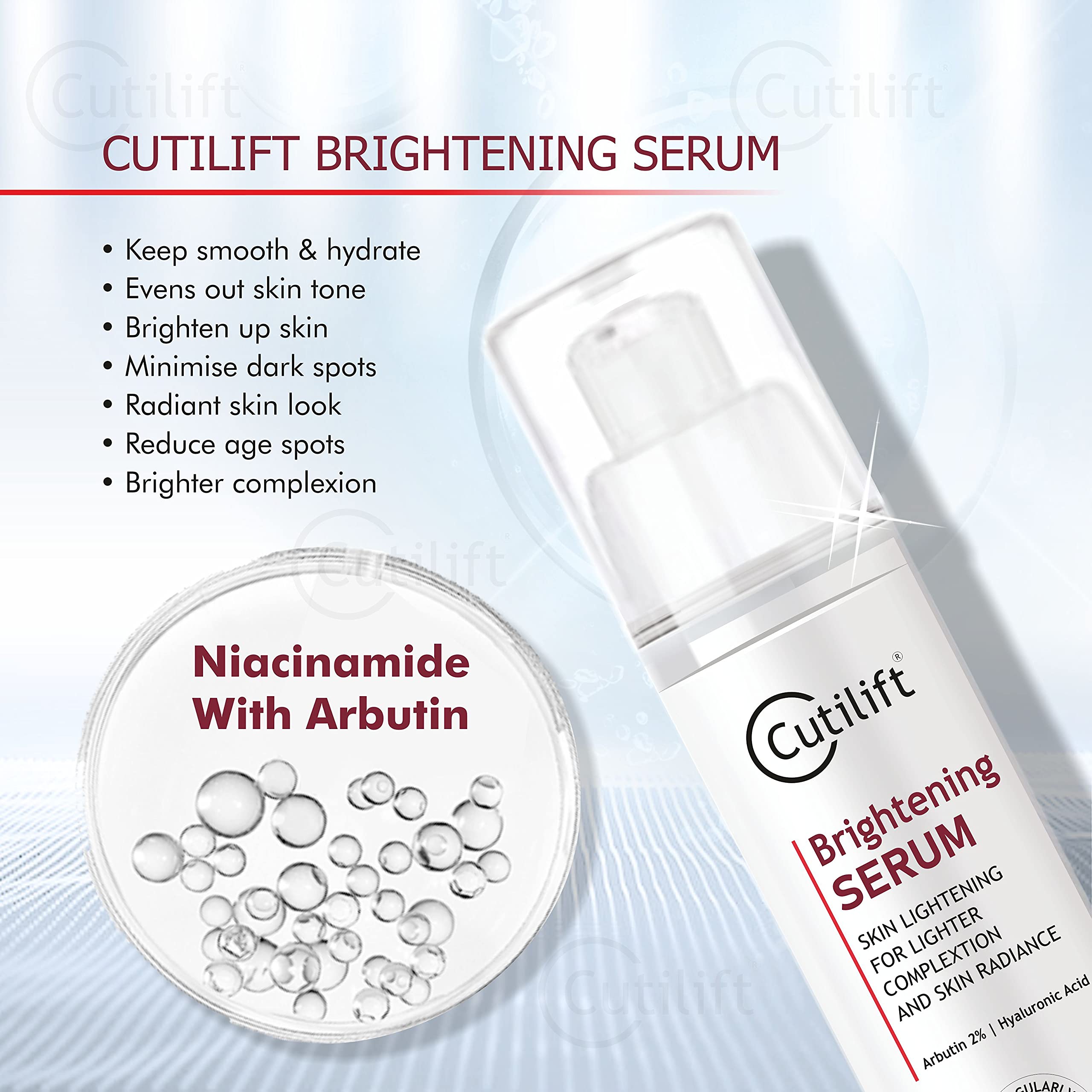Cutilift Brightening Serum with Arbutin & Niacinamide - Dark Spot Corrector for Face, Hyperpigmentation Treatment - Perfect for Daily Skincare Routine & Nighttime Use