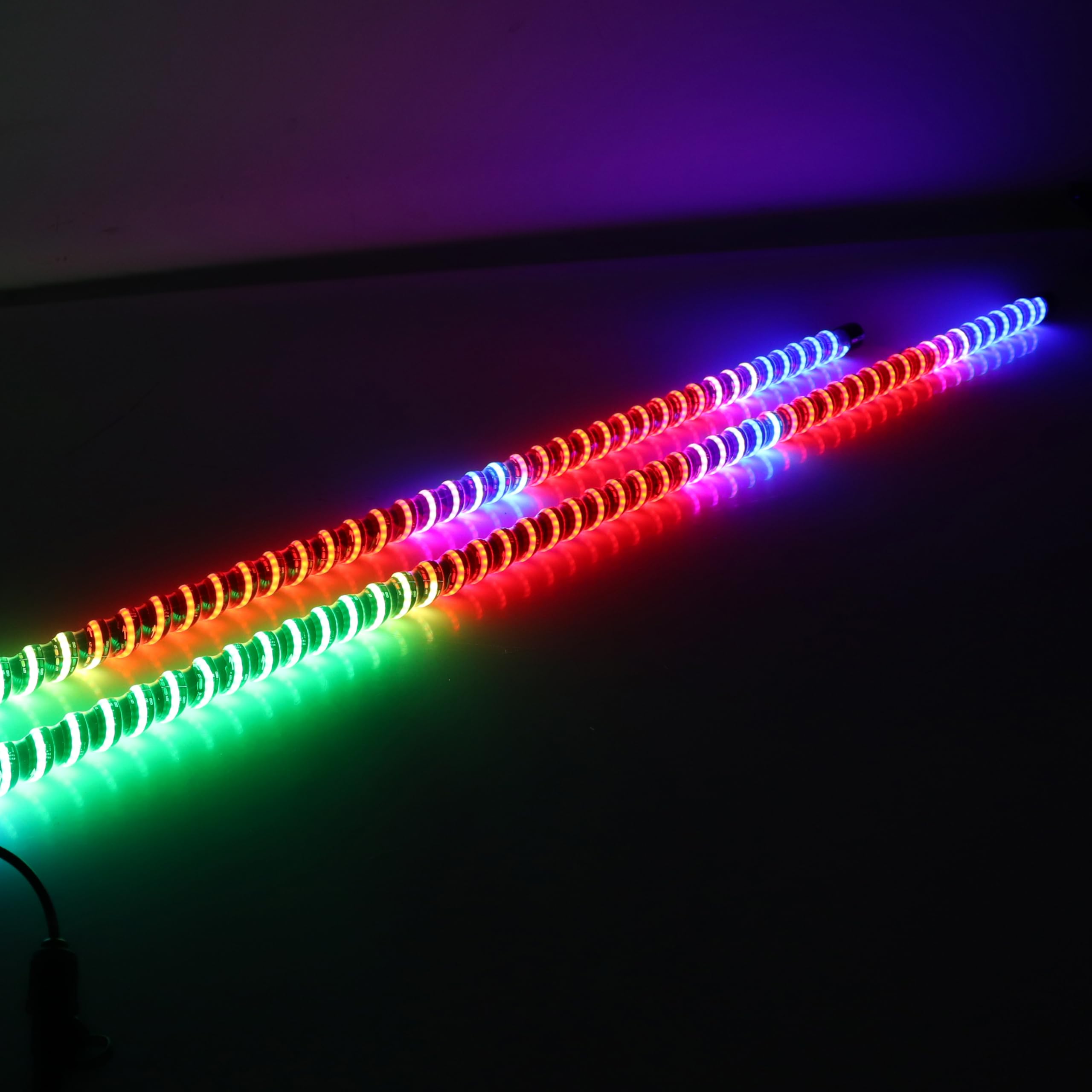 2PCS 3FT COB Whip Lights with Rock Switch - RGB Chasing LED Whip for UTV ATV RZR Polaris SXS Can-Am 4 Wheeler - App & Remote Control, Music Sync - Perfect for Off-Roading, Night Riding & Vehicle Customization