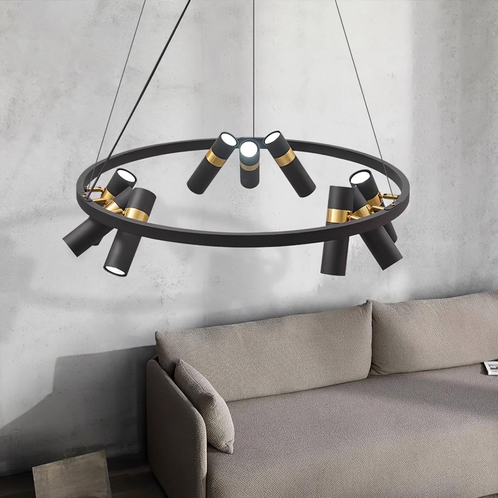 Black Multi Pipe Chandelier - Industrial Style Ceiling Light Fixture for Dining Room, Living Room & Bedroom Decor