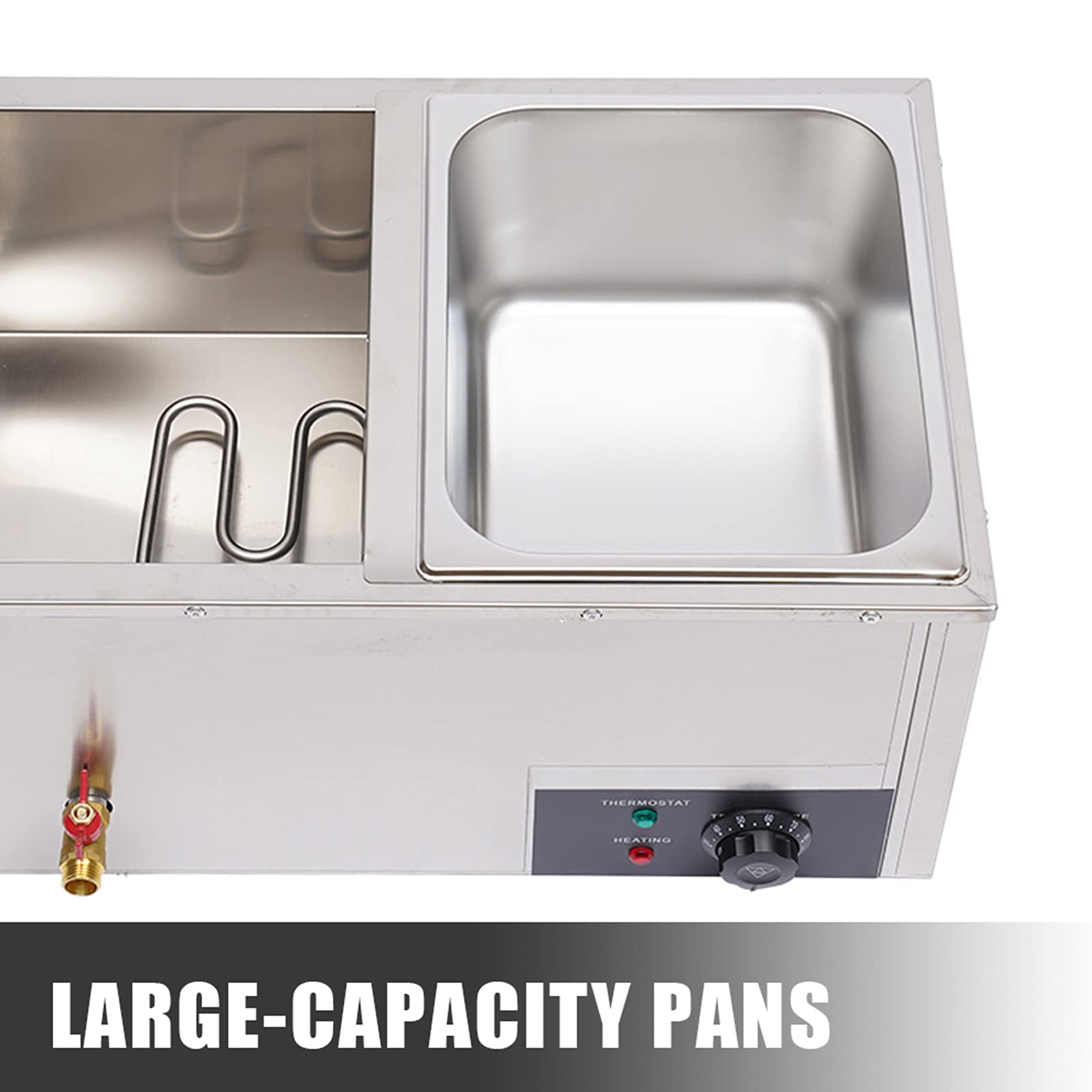 2-Pan Commercial Countertop Food Warmer - 110V 850W Electric Steam Table with 5.9