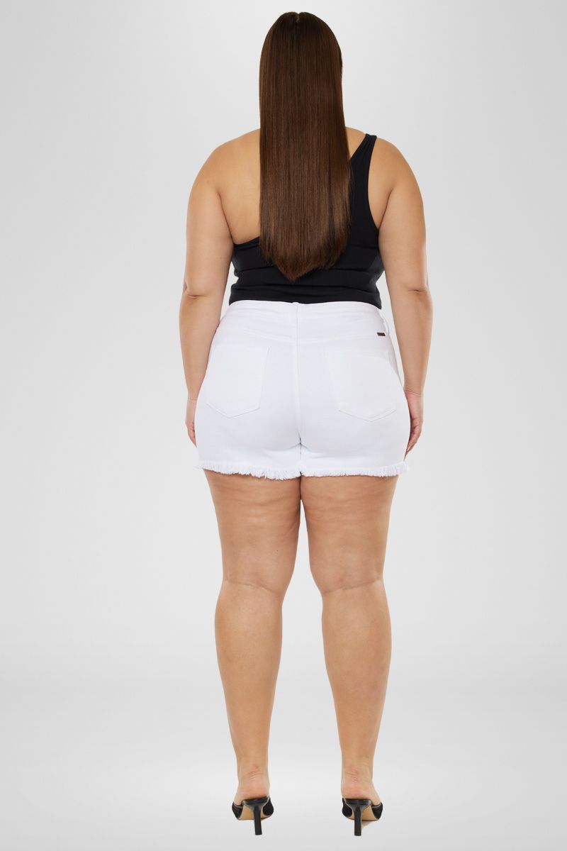 Cleo High Rise Shorts for Women - Plus Size Denim Shorts with Stretch, Comfortable & Stylish for Summer, Casual Outings & Vacations