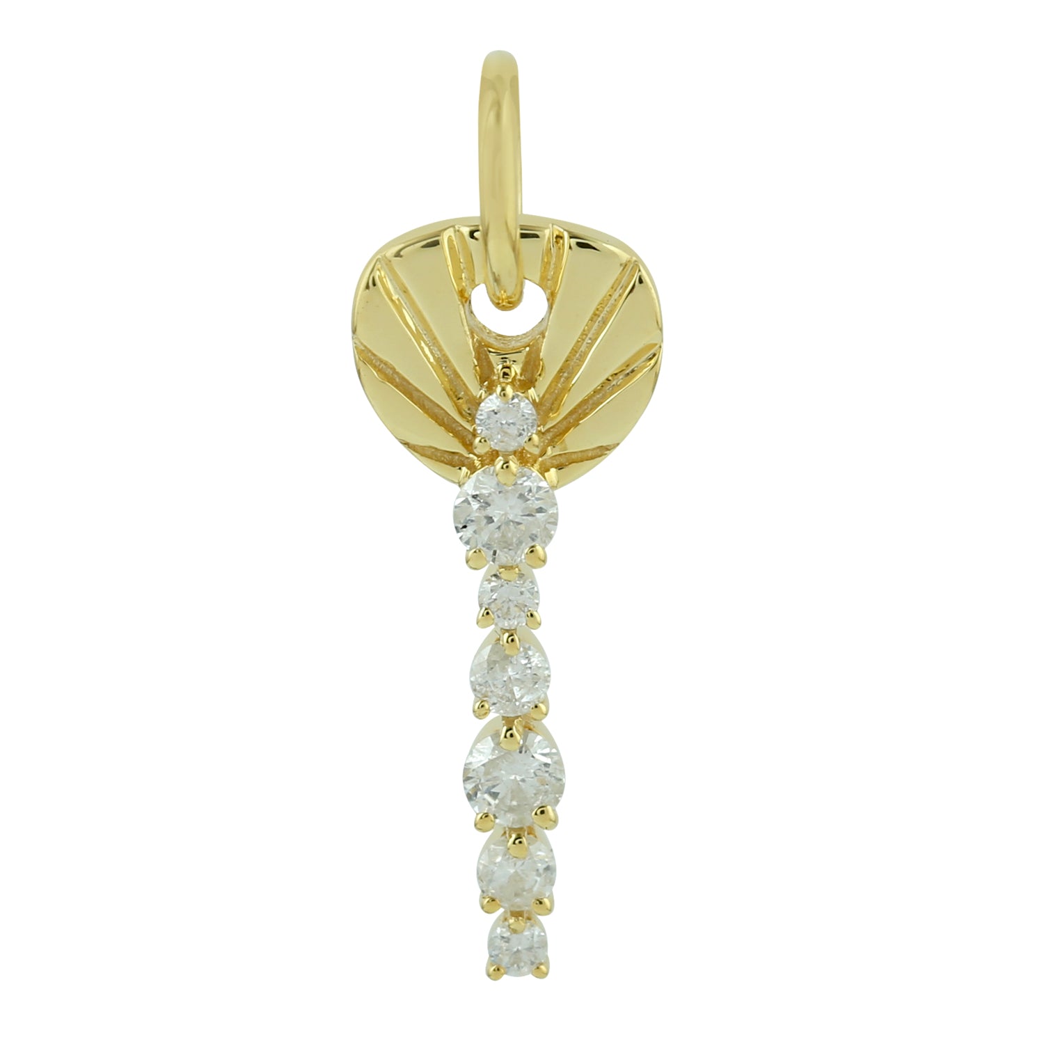14K Yellow Gold Prong Set Diamond Key Pendant Necklace - Elegant Jewelry Gift for Women, Perfect for Birthdays, Anniversaries & Special Occasions