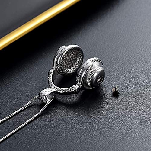 Memorial Jewelry for Ashes - Stainless Steel Cremation Urn Necklace Pendant for Women & Men - Keepsake Headset Urn Jewelry for Loved Ones - Perfect for Funerals, Memorials & Keeping Memories Close