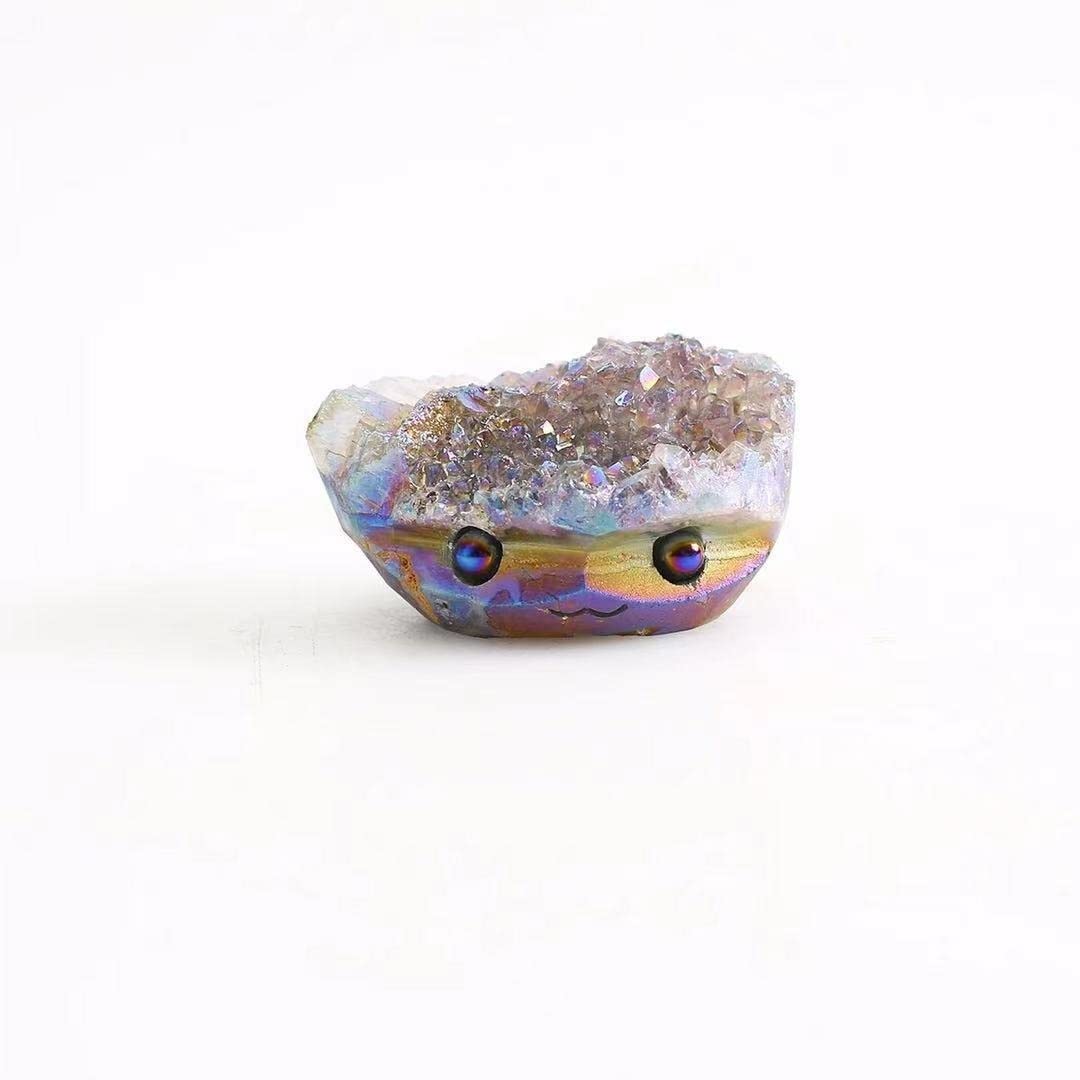 2 Inch Amethyst Cluster Carved Hedgehog Figurine - Natural Crystal Healing Stone for Home Decor, Office Desk & Meditation | Purification Stone Gift
