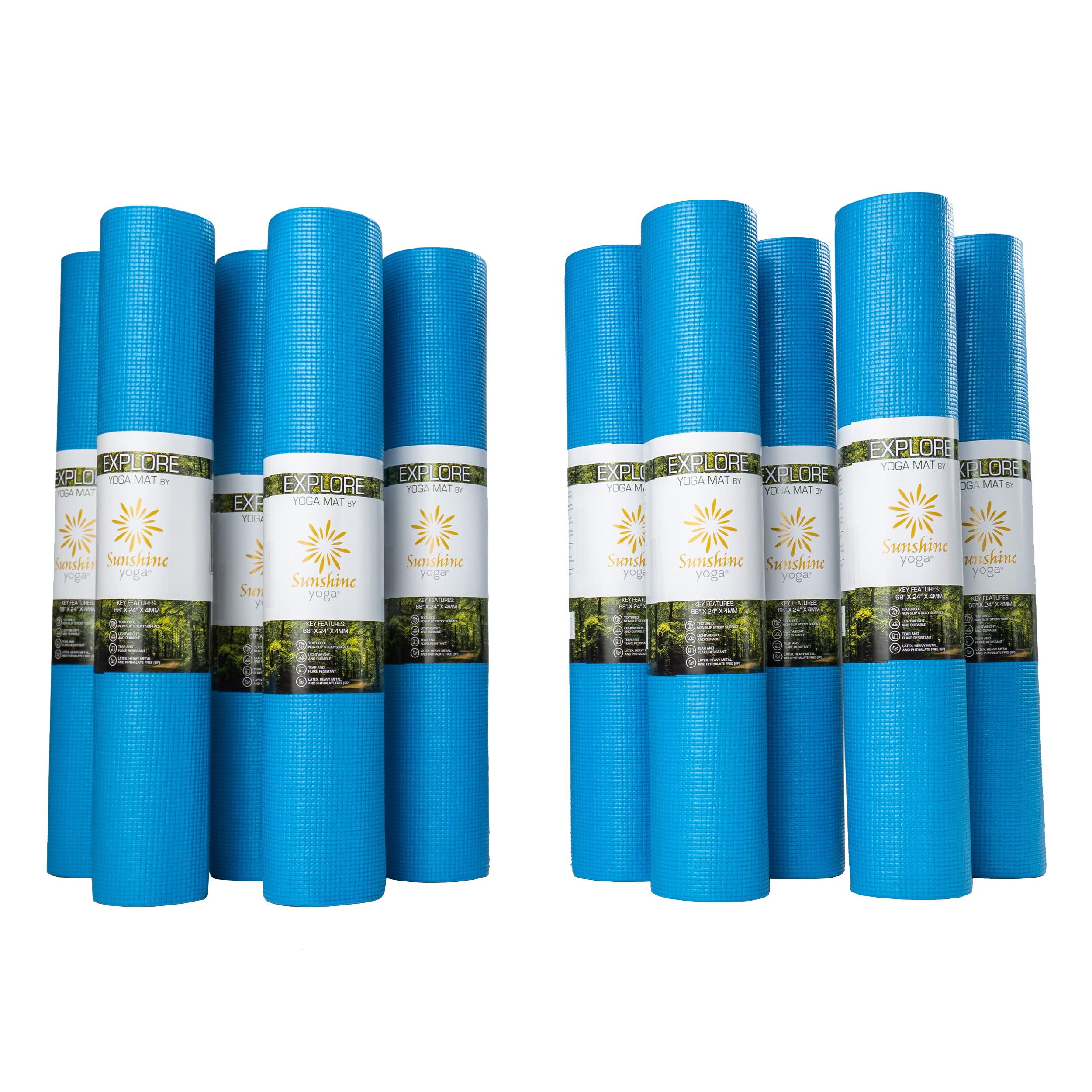 Sunshine Yoga 10-Pack Non-Slip Yoga Mats - 68
