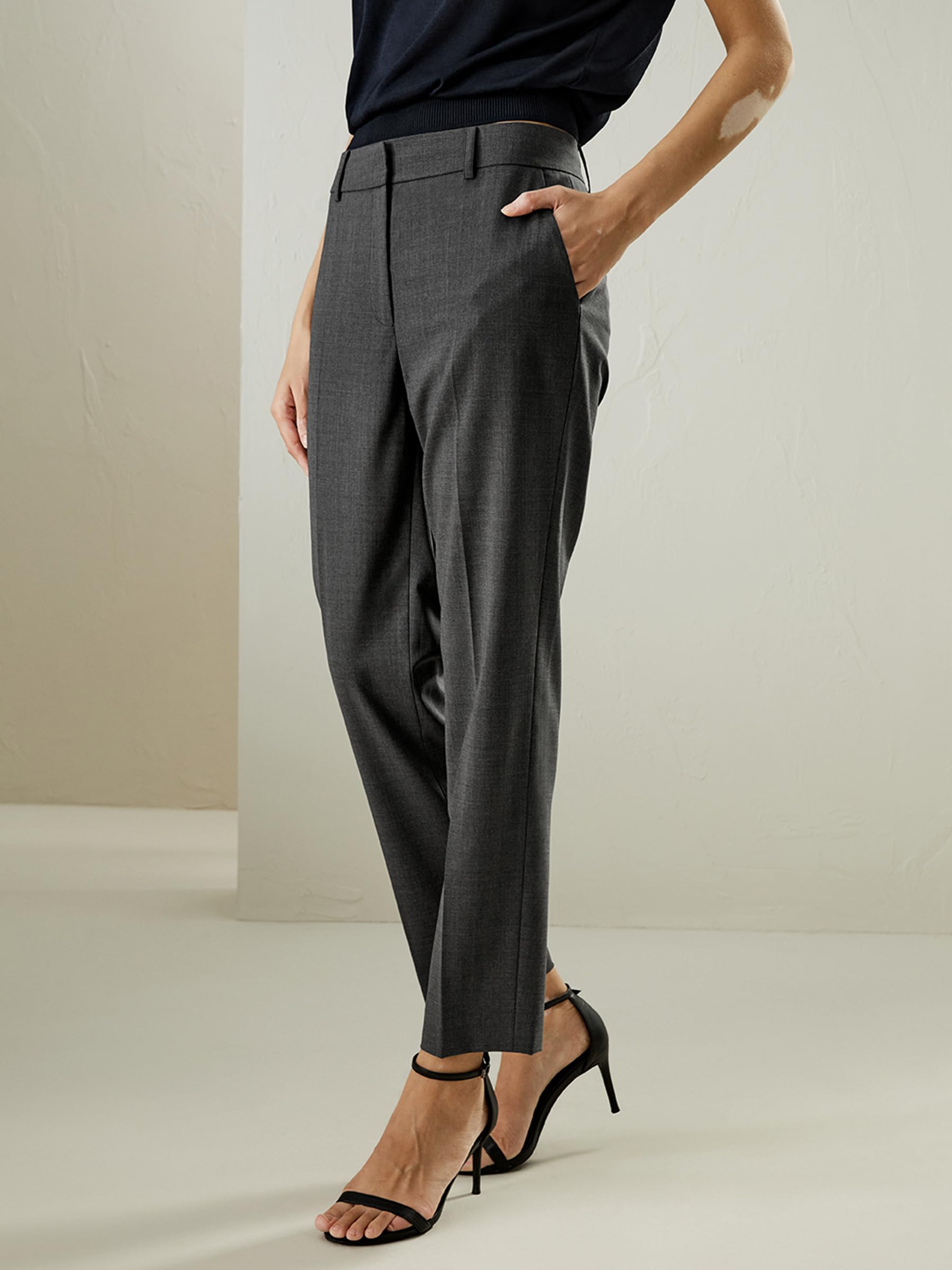 LilySilk Women's 100% Merino Wool Stretch Slim Fit Suit Pants - Luxury Office Work Business Trousers for Professional Women | Perfect for Business Meetings, Office Wear & Formal Occasions