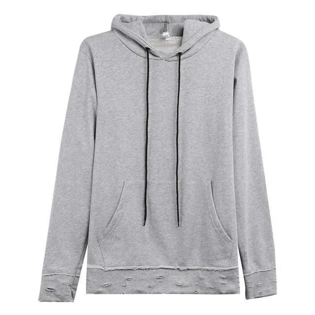 Men's Distressed Hole Pattern Hoodie - Trendy Streetwear Pullover for Casual Wear & Outdoor Activities