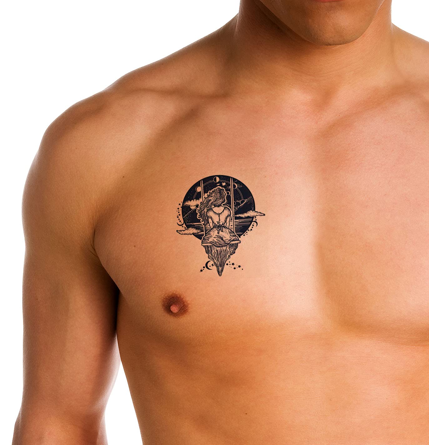 Long-Lasting 1-2 Weeks Semi-Permanent Tattoo Ink - Realistic Navy Blue Temporary Tattoos for Adults, Women & Men - Chest, Neck, Arm Body Art - Perfect for Parties, Halloween, Cosplay & Self-Expression (4 Sheets)