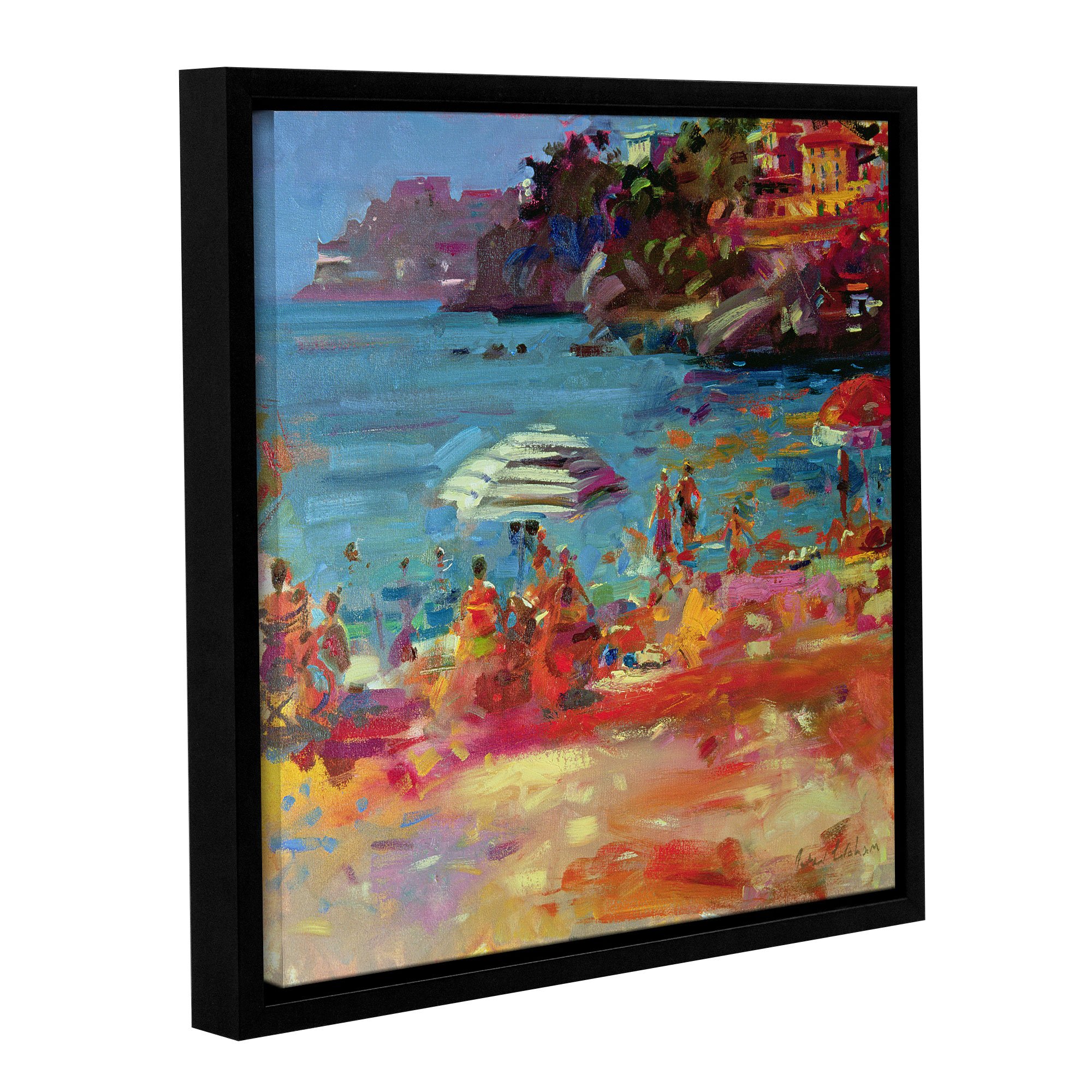 Peter Graham 'Monaco Coast, 2000' Gallery Wrapped Canvas Art - 36x36 Inch Floater Framed Wall Decor - Perfect for Living Room, Bedroom & Office