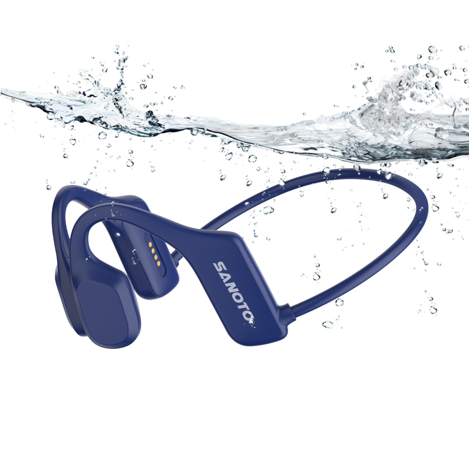 SANOTO Bone Conduction Headphones for Swimming - IP68 Waterproof Wireless Headphones with 8GB MP3 Player, Open Ear Sport Headphones for Running, Cycling, Driving & Workout - Perfect for Pool, Gym & Outdoor Activities