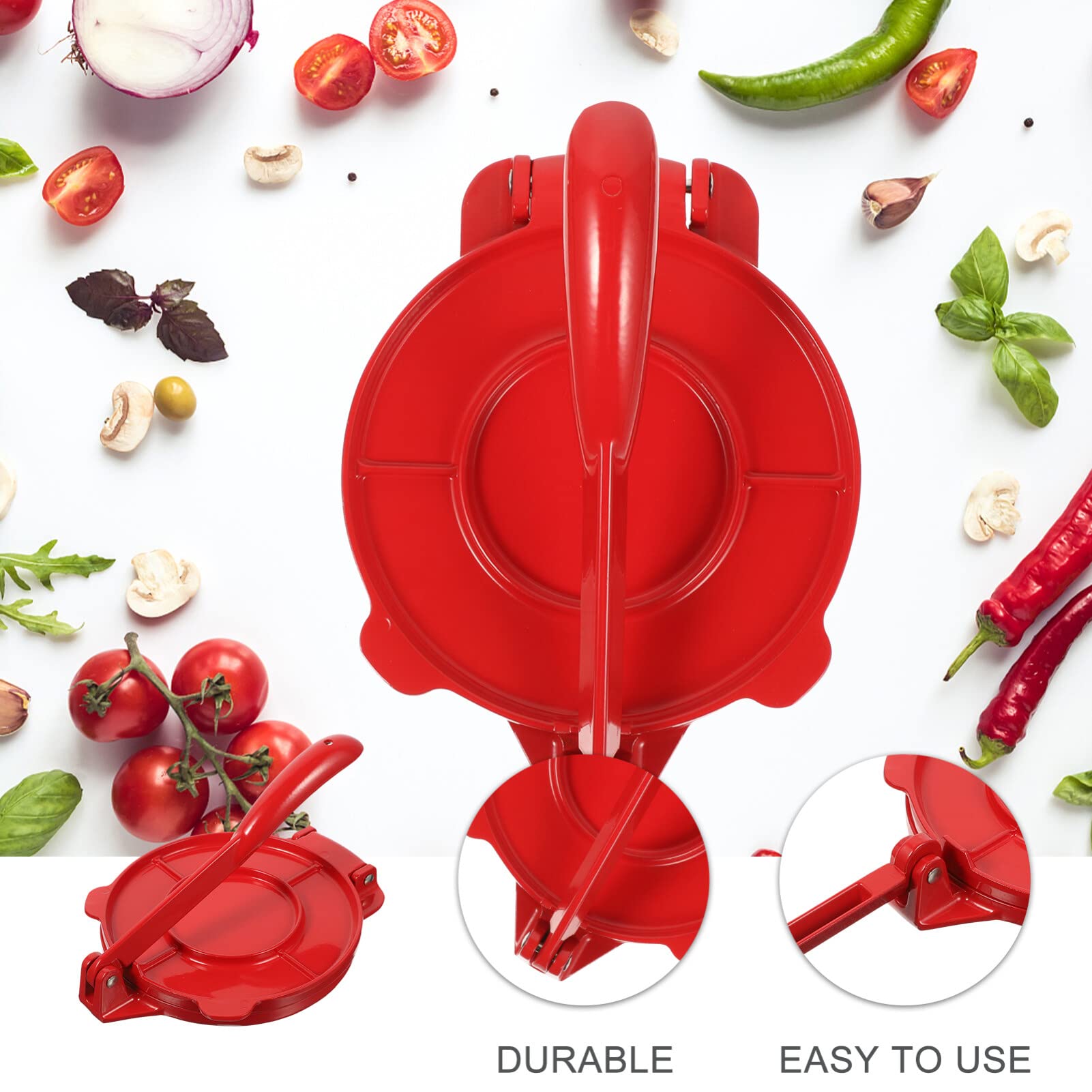 Premium Folding Aluminum Tortilla Press - Heavy Duty Corn & Flour Tortilla Maker for Homemade Wraps, Quesadillas & Tacos - Perfect for Mexican Cuisine & Home Kitchen Use