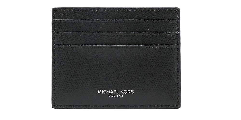 Michael Kors Men's Slim Leather Card Holder Wallet - RFID Blocking Minimalist Front Pocket Wallet for Business & Travel