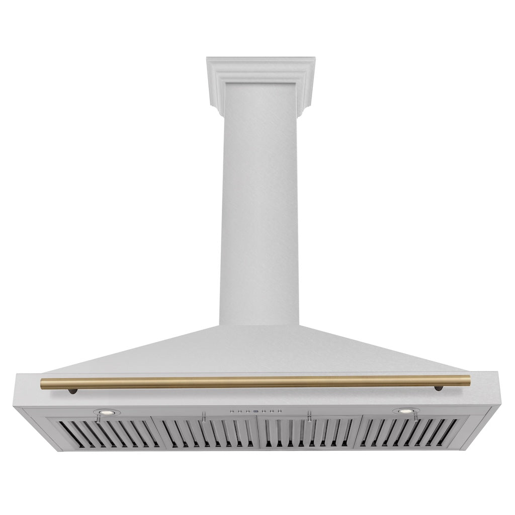 ZLINE KB4SNZ 36 CB Autograph Edition 36-inch Stainless Steel Wall Mount Range Hood with Convertible Design & Champagne Bronze Handle - Perfect for Modern Kitchens & Open-Concept Homes