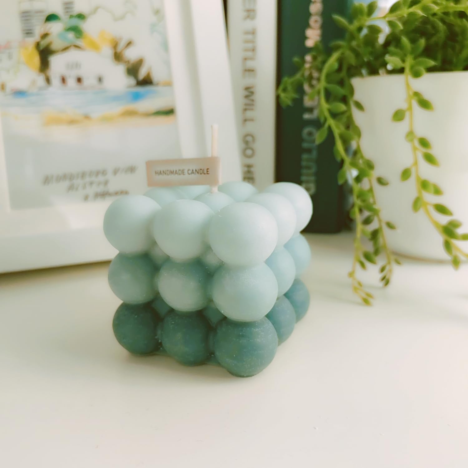 Soy Wax Bubble Cube Candles 2Pcs - Wedding, Home Decor Gift for Halloween Christmas