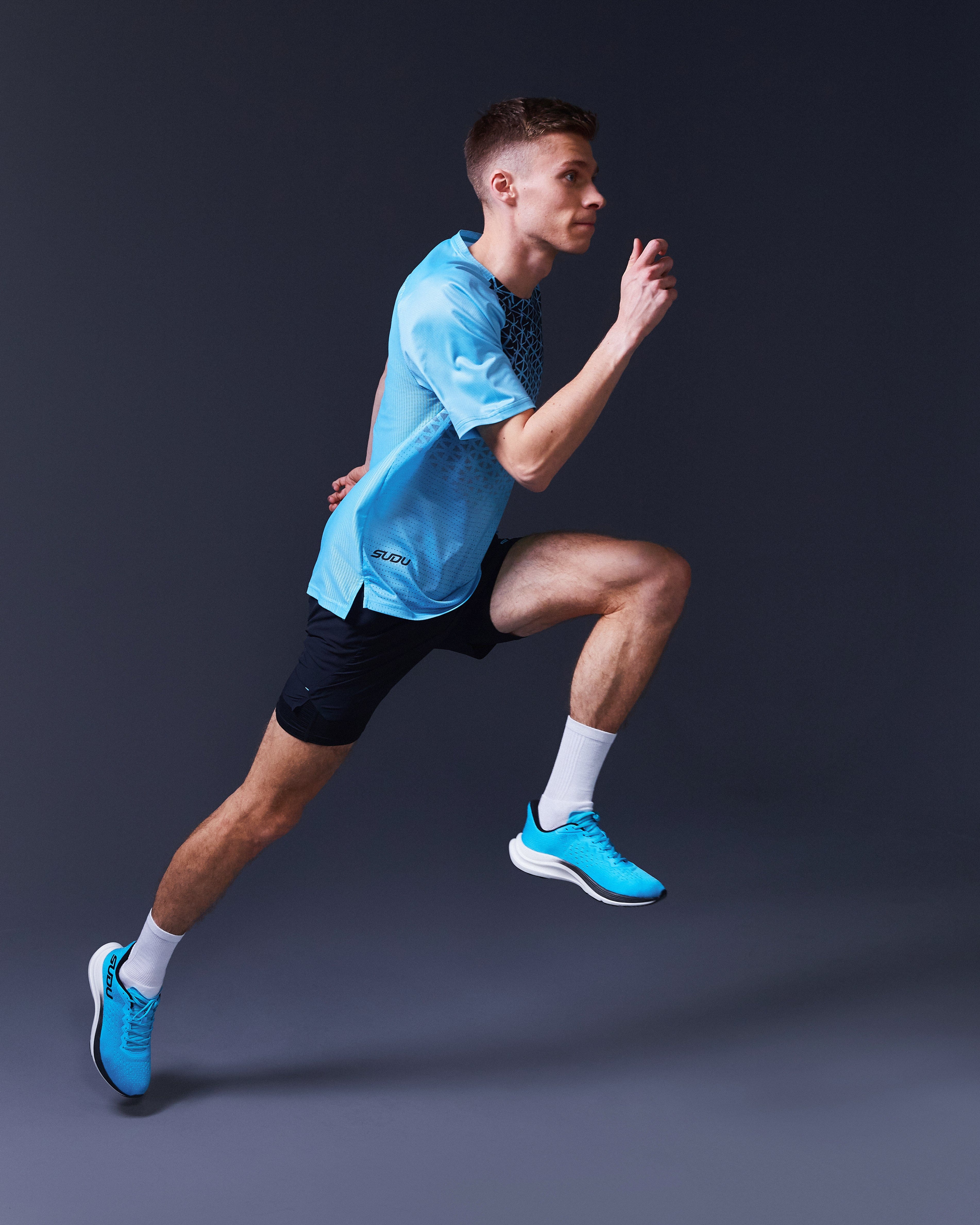 SRT SS 01 Men's Light Blue & Black Short Sleeve T-Shirt - Comfortable Casual Tee for Summer, Gym, and Everyday Wear