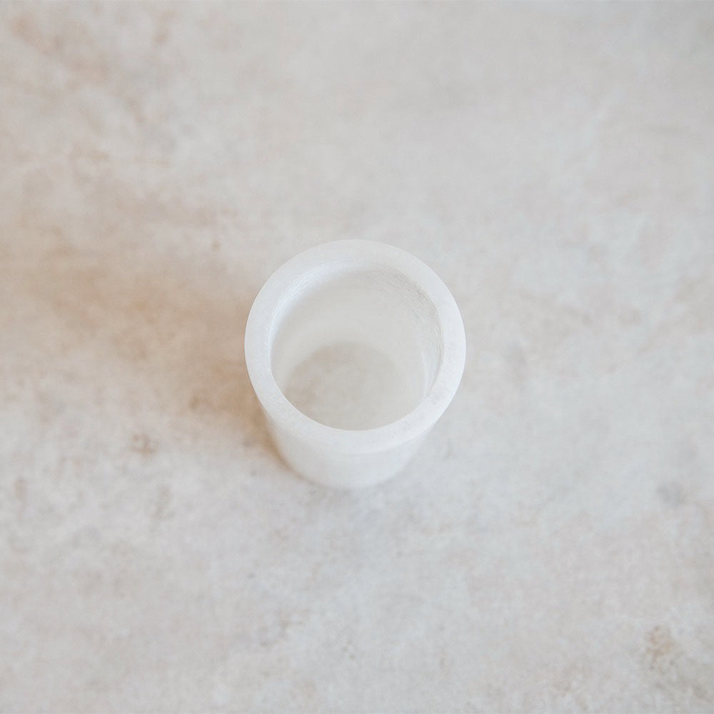 Elegant Alabaster Vessel - Slim White Stone Decorative Bowl for Home Decor | Perfect for Centerpieces, Tabletop Displays & Luxury Gift Giving