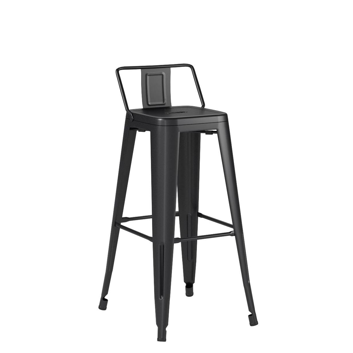 Yongchuang 30 Inch Metal Bar Stools with Backs - Set of 4 Matte Black Kitchen Counter Height Stools for Indoor & Outdoor Use - Perfect for Home Bars, Patios, and Restaurant Dining