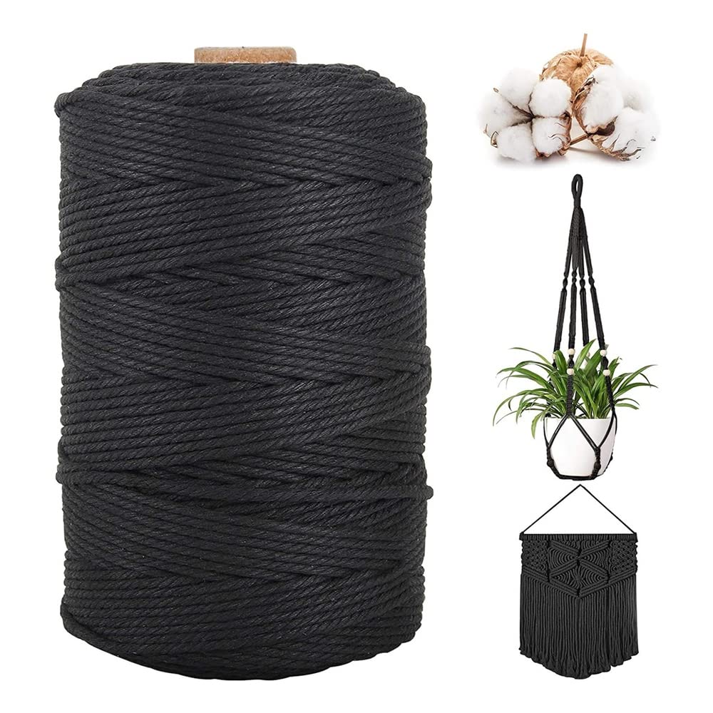 4 Strand Twisted Macrame Cotton Cord - 5mm x 109 Yards Natural White Macrame Yarn for DIY Crafts, Plant Hangers & Wall Hangings | Perfect for Boho Home Decor, Wedding Backdrops & Handmade Jewelry Making