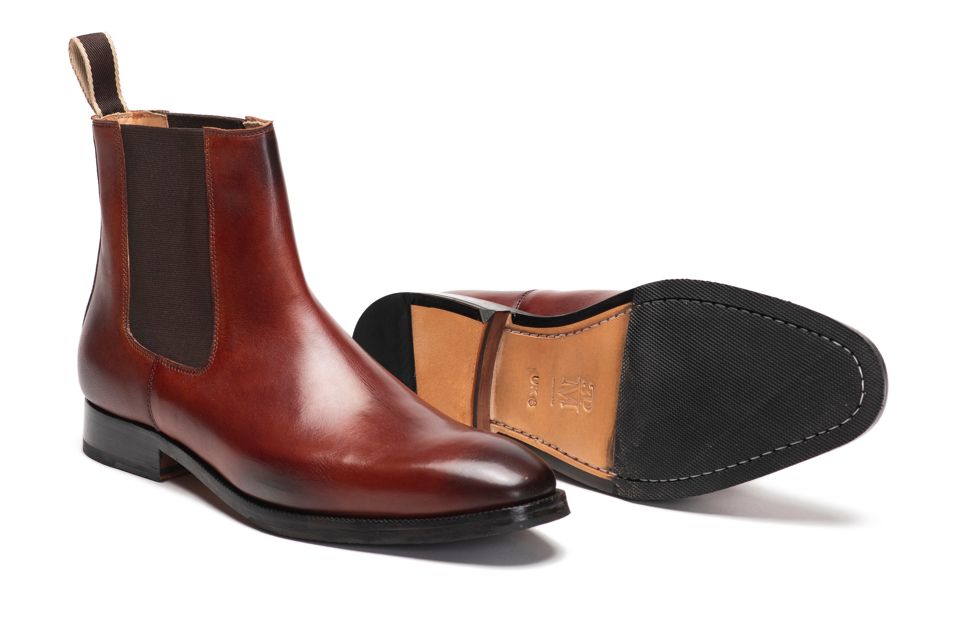 Premium Chisel Toe Chelsea Boots for Men - Dark Cognac Leather Ankle Boots | Comfortable & Stylish for Work, Casual Outfits & Date Nights