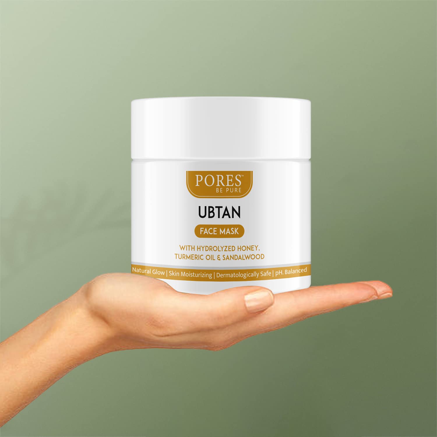 PORES Be Pure Ubtan Face Mask with Hydrolyzed Honey & Turmeric Oil - 100g Sandalwood Brightening Facial Pack for Glowing Skin, Oil Control & Acne Treatment - Unisex Skincare for Women & Men - Perfect for Daily Use & Spa Nights