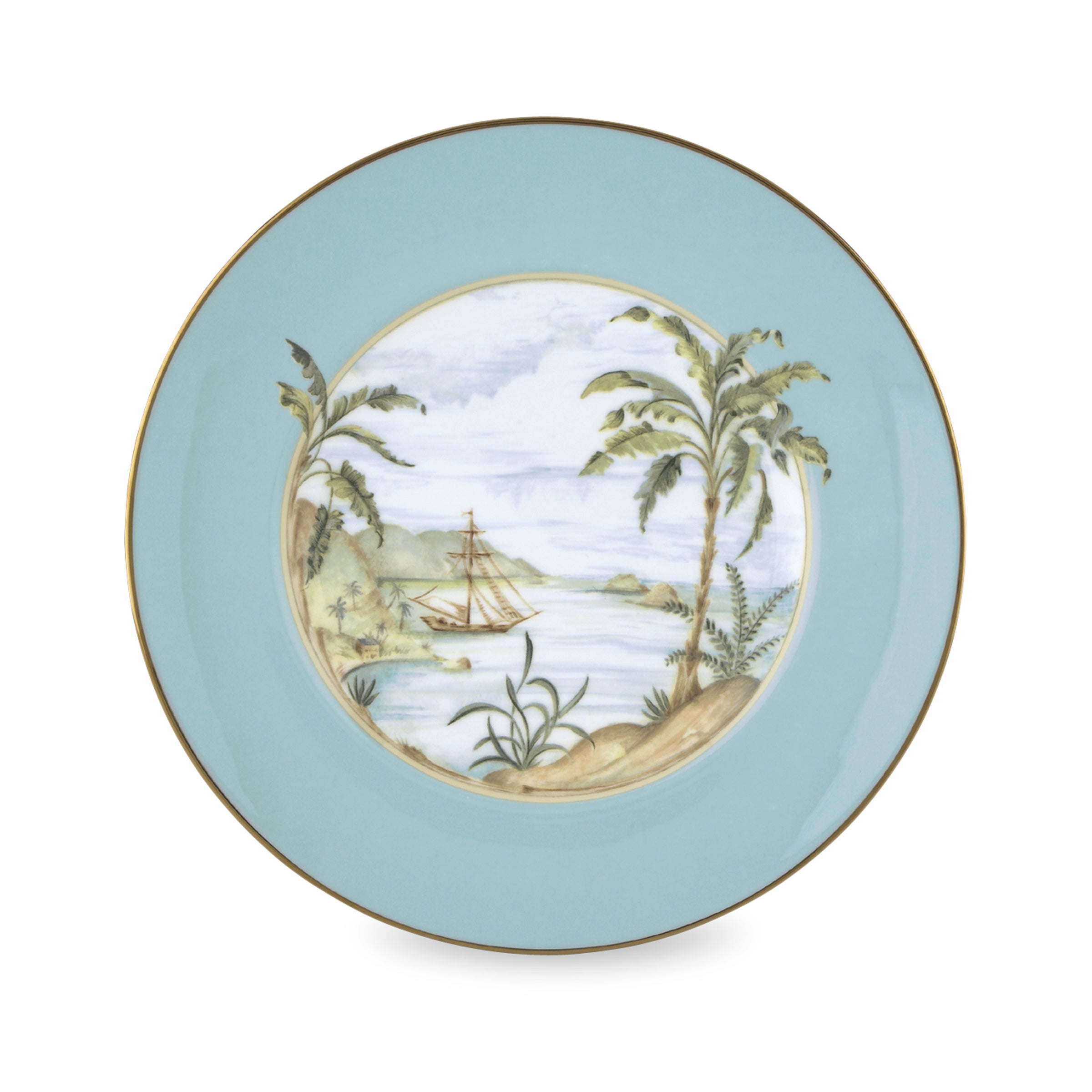 British Colonial Tradewind Accent Plate - Vintage Style Decorative Ceramic Plate for Dining & Wall Decor - Perfect for Coastal, Farmhouse & Boho Home Decor