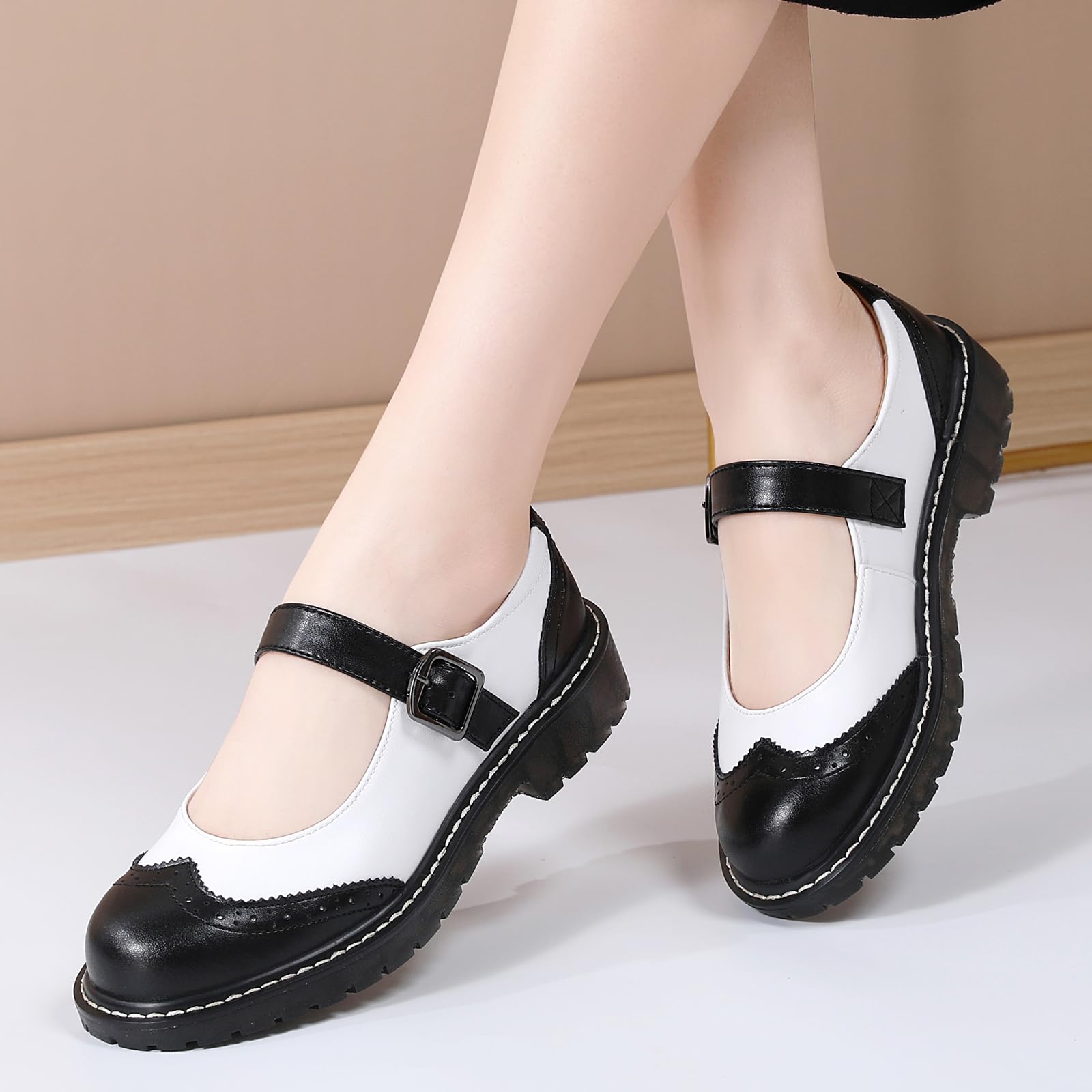 Women's Mary Jane Flats - Comfortable Leather Oxford Shoes with Round Toe & Non-Slip Sole | Dressy & Casual Style for School, Work & Everyday Wear