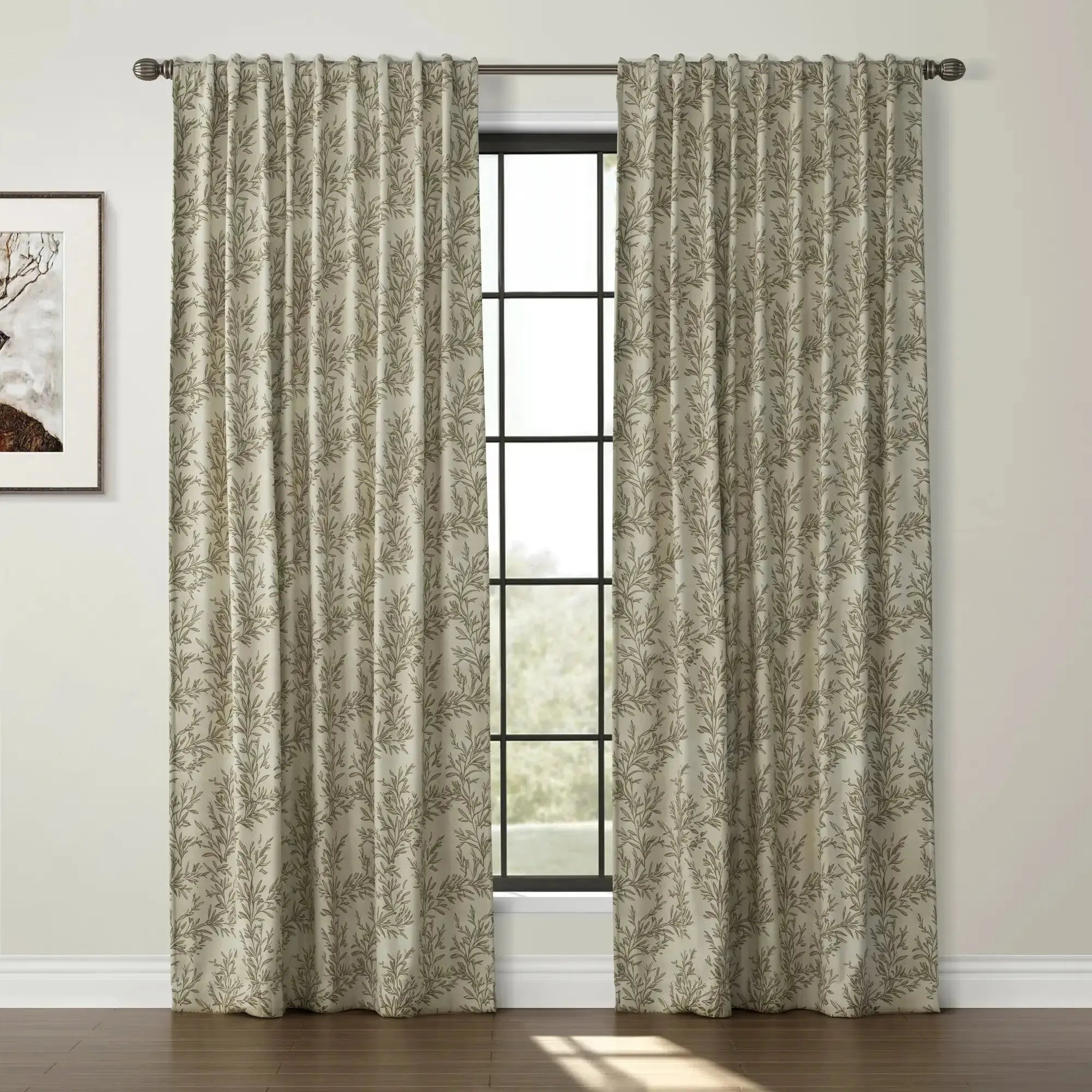 Sara Le Print Linen Drapery Soft Top - Lightweight Linen Curtains for Living Room & Bedroom - Elegant Window Treatment for Home Decor