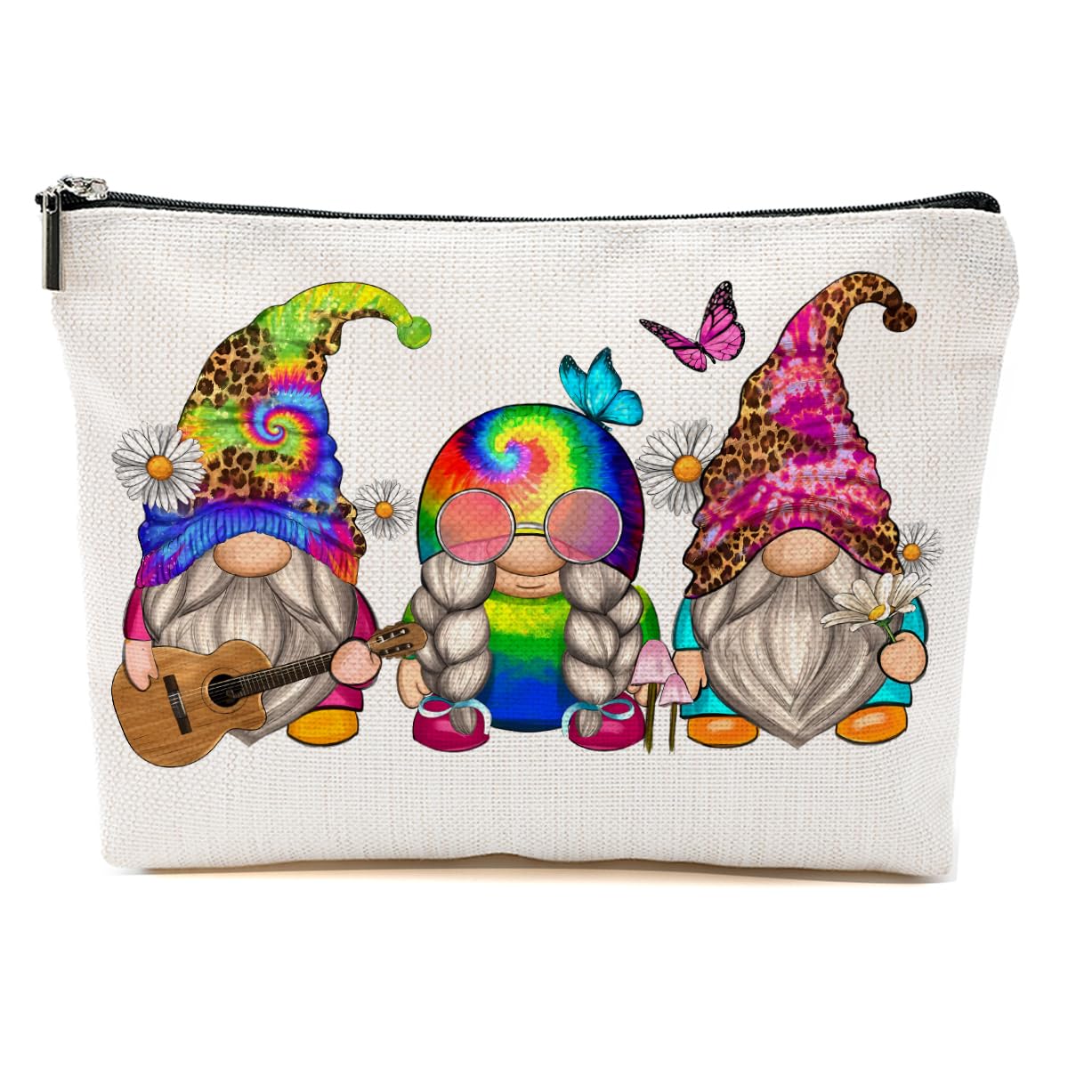 **Cute Rainbow Hippie Gnome Makeup Bag - Funny Gnome Cosmetic Pouch for Women & Girls | Perfect Friendship, Christmas, Graduation & Birthday Gift | Travel Toiletry Bag for Makeup & Essentials**