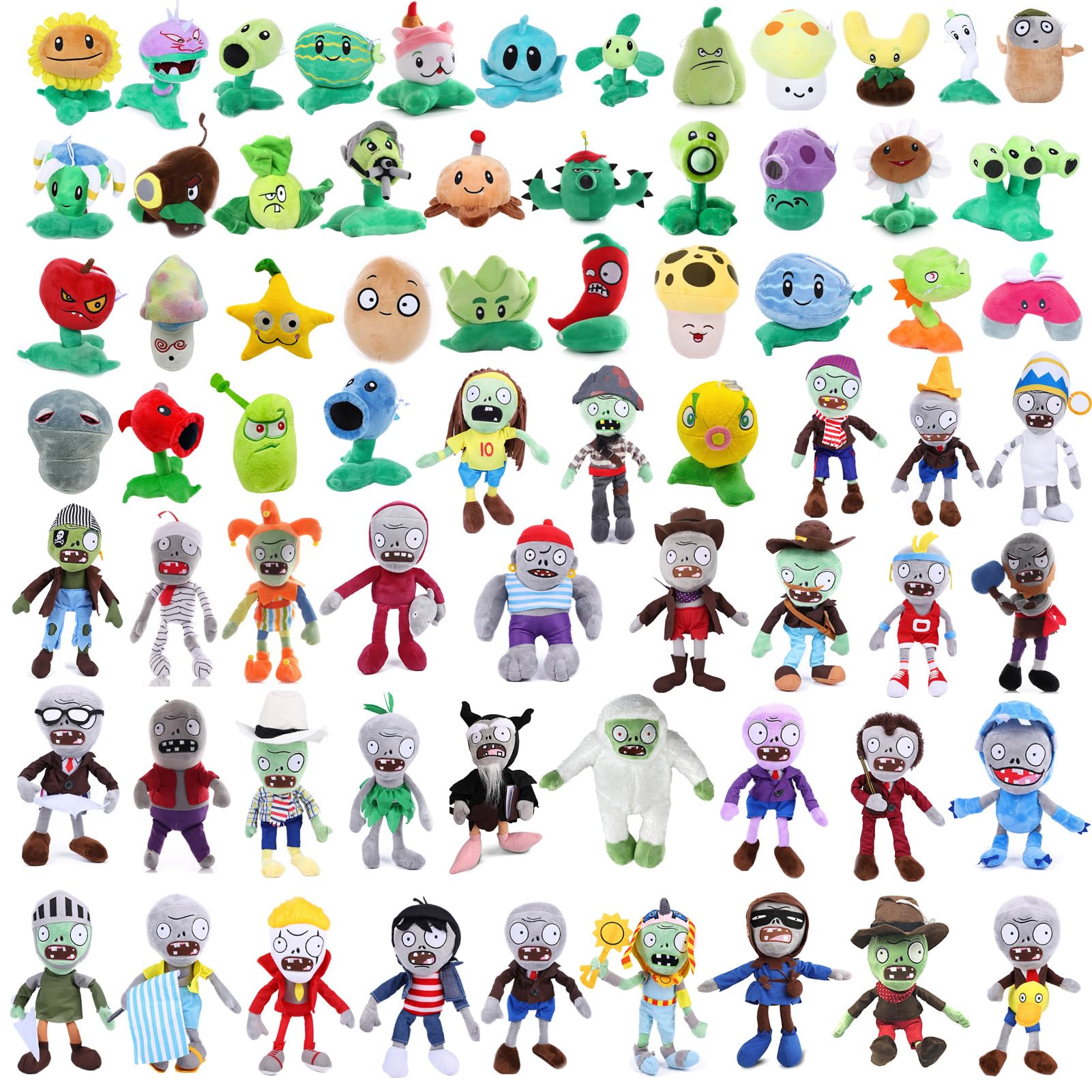 JHESAO 3-Piece Plants vs Zombies PVZ Plush Toy Set - Soft Stuffed Dolls Including 1 & 2 Figures (Perfect for Kids' Birthday Gifts, Game Room Decor, and PVZ Fans Collection)