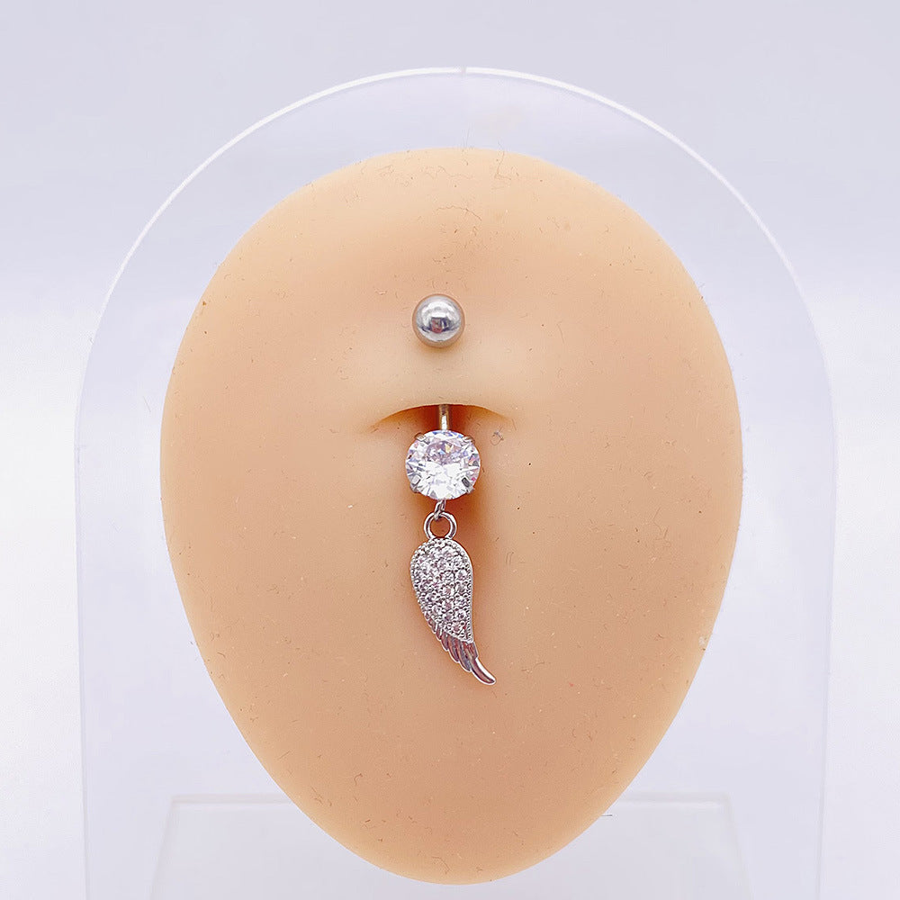 14G Hypoallergenic Flower Feather Belly Button Ring - Surgical Steel Navel Piercing Jewelry for Women | Perfect for Summer Beach, Pool Parties & Boho Fashion
