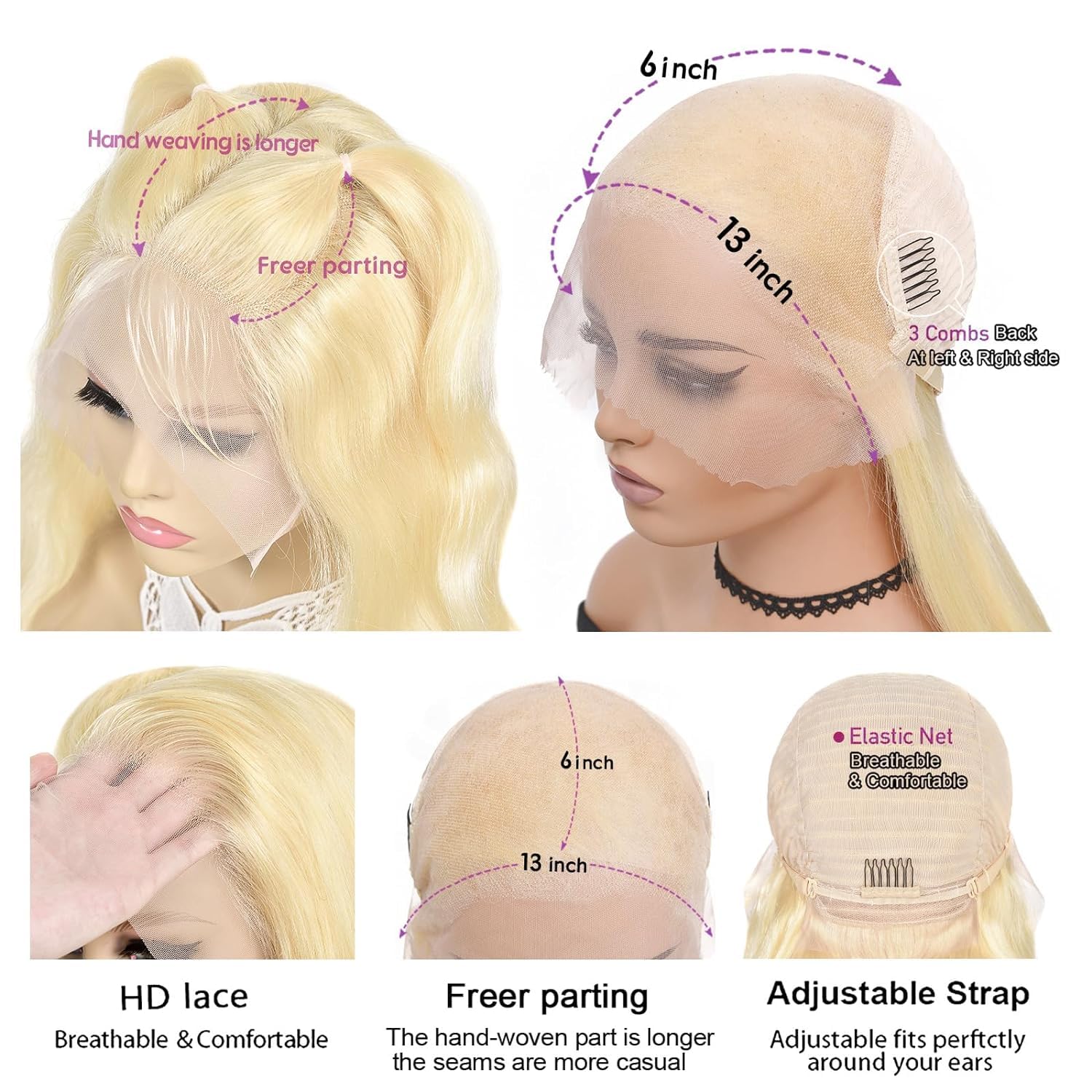 30 Inch 613 Blonde 13x6 Lace Front Wig Human Hair Straight 200 Density Pre Plucked - Natural Look for Daily Wear, Cosplay & Special Occasions