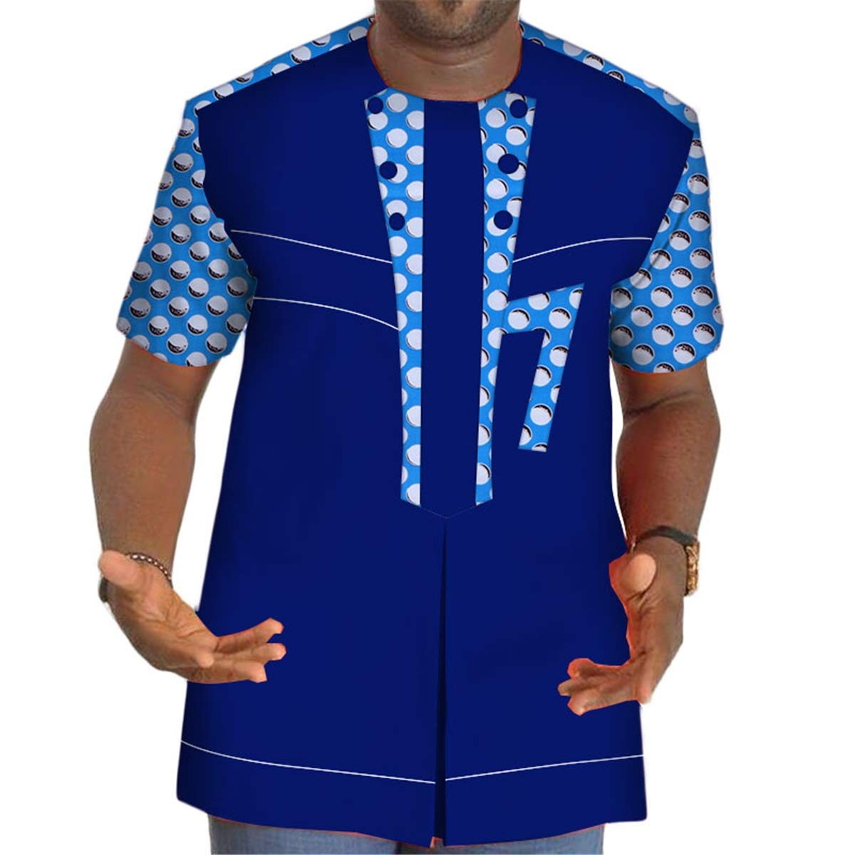 ELISCO Men's African Print Dashiki T-Shirt - Short Sleeve Cotton Casual Shirt for Men - Perfect for Cultural Events, Festivals & Summer Wear