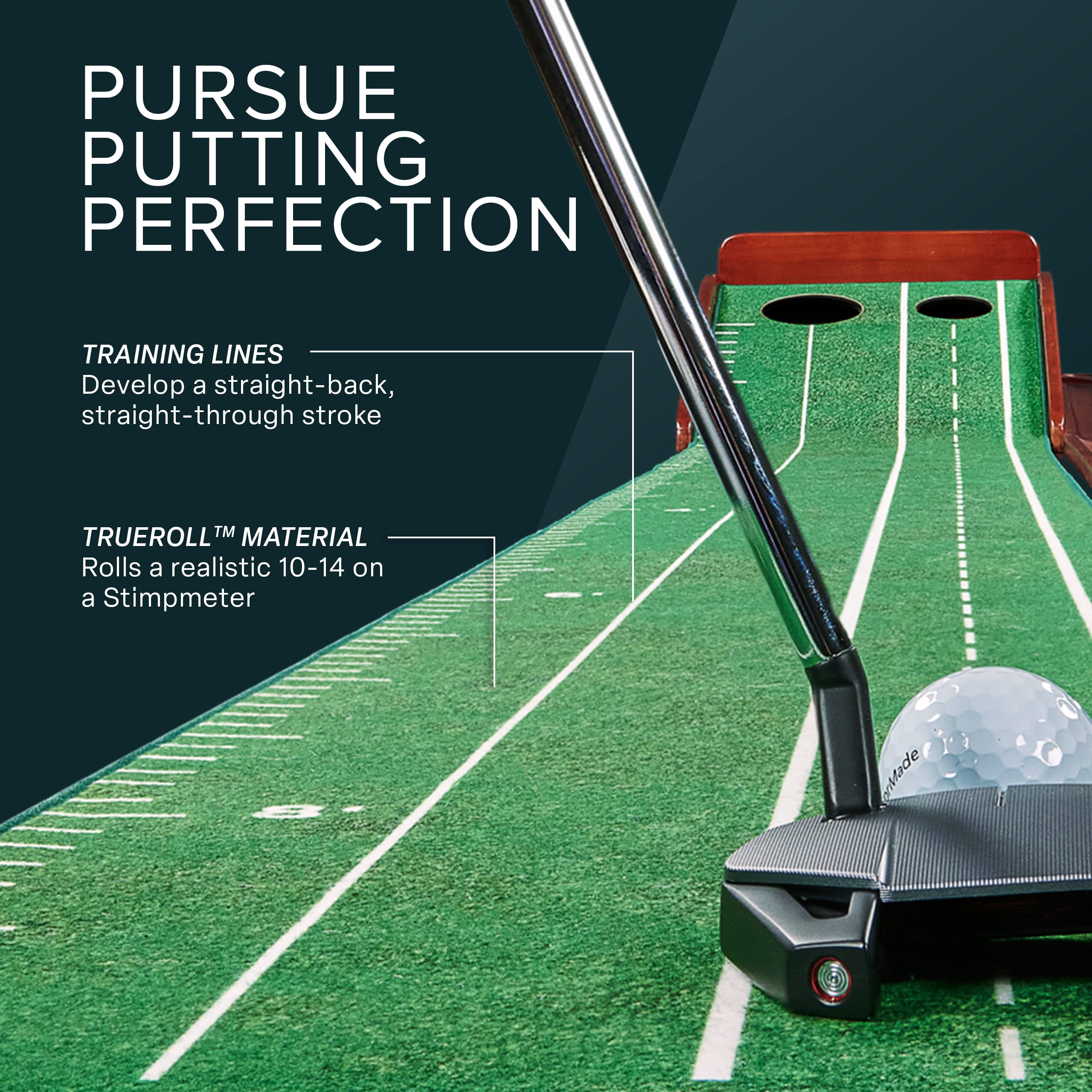 Dustin Johnson Official Putting Mat - Indoor Golf Training Mat with 1/2 Hole for Home & Office Practice - Perfect for Mini Games & Golf Gifts - Premium Golf Accessories for Practice, Entertainment & Home Decor